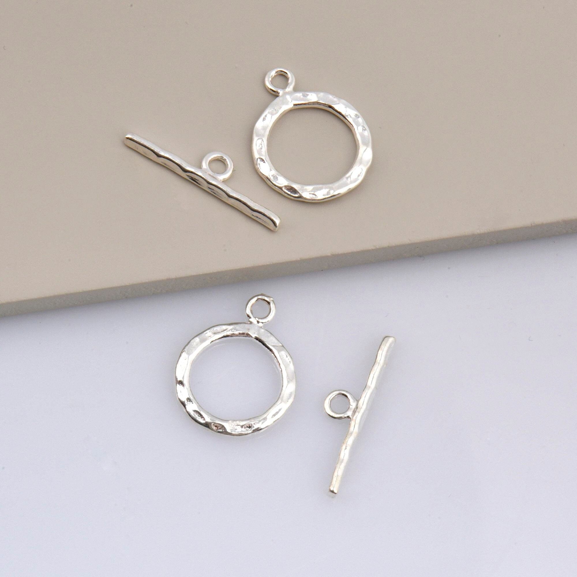 925 Solid Silver Toggle Clasp, Silver Toggle Clasps, Silver Plated Organic Toggle Clasp Set, Jewelry Supply, Jewelry Findings, M57A-C