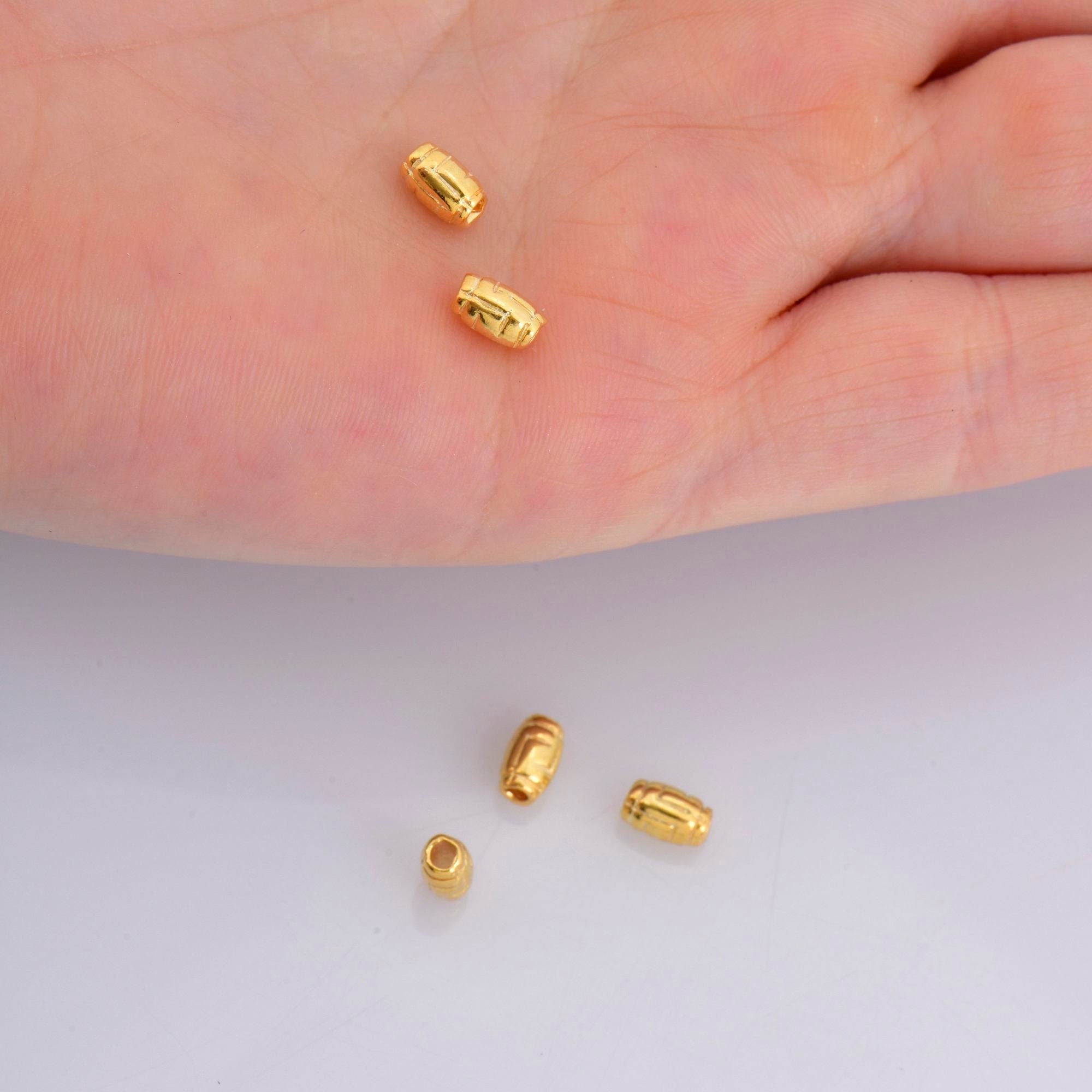 24K Gold Vermeil & 925 Silver Tube Beads, Gold Plated Barrel Tube Beads, Antique Silver Barrel Beads, Tube Beads For Jewelry Making, VM27