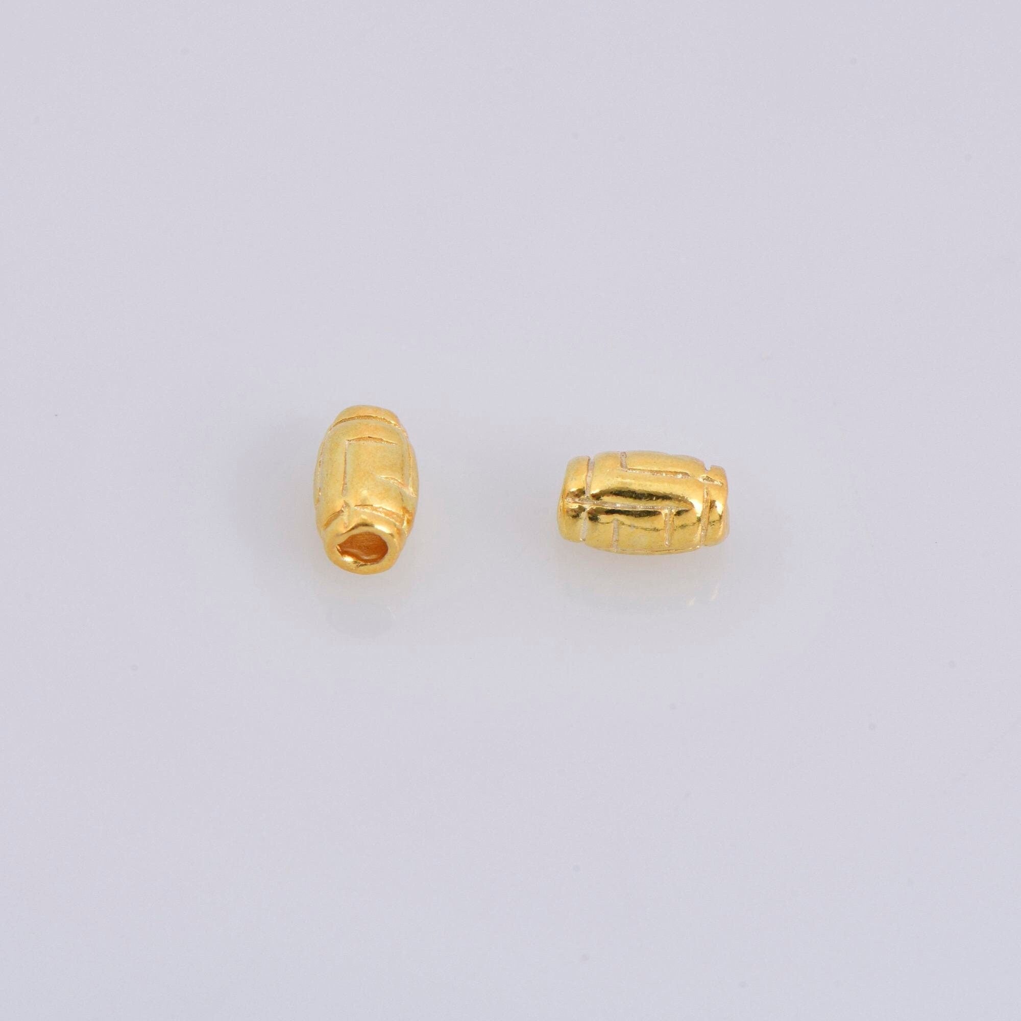 24K Gold Vermeil Tube Beads, Gold Plated Barrel Tube Beads, Antique Silver Barrel Beads, 925 Silver Tube Beads For Jewelry Making, VM27