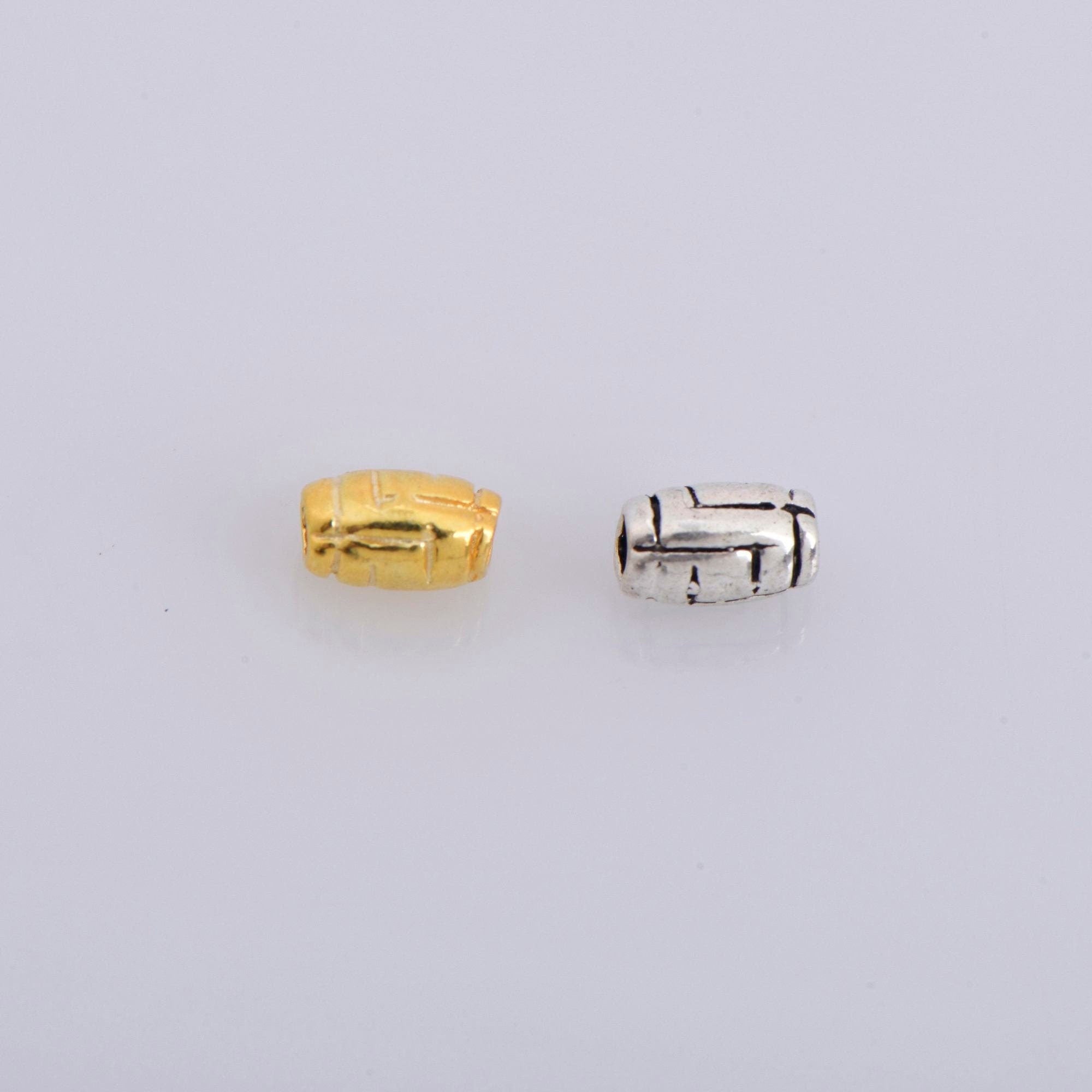 24K Gold Vermeil & 925 Silver Tube Beads, Gold Plated Barrel Tube Beads, Antique Silver Barrel Beads, Tube Beads For Jewelry Making, VM27