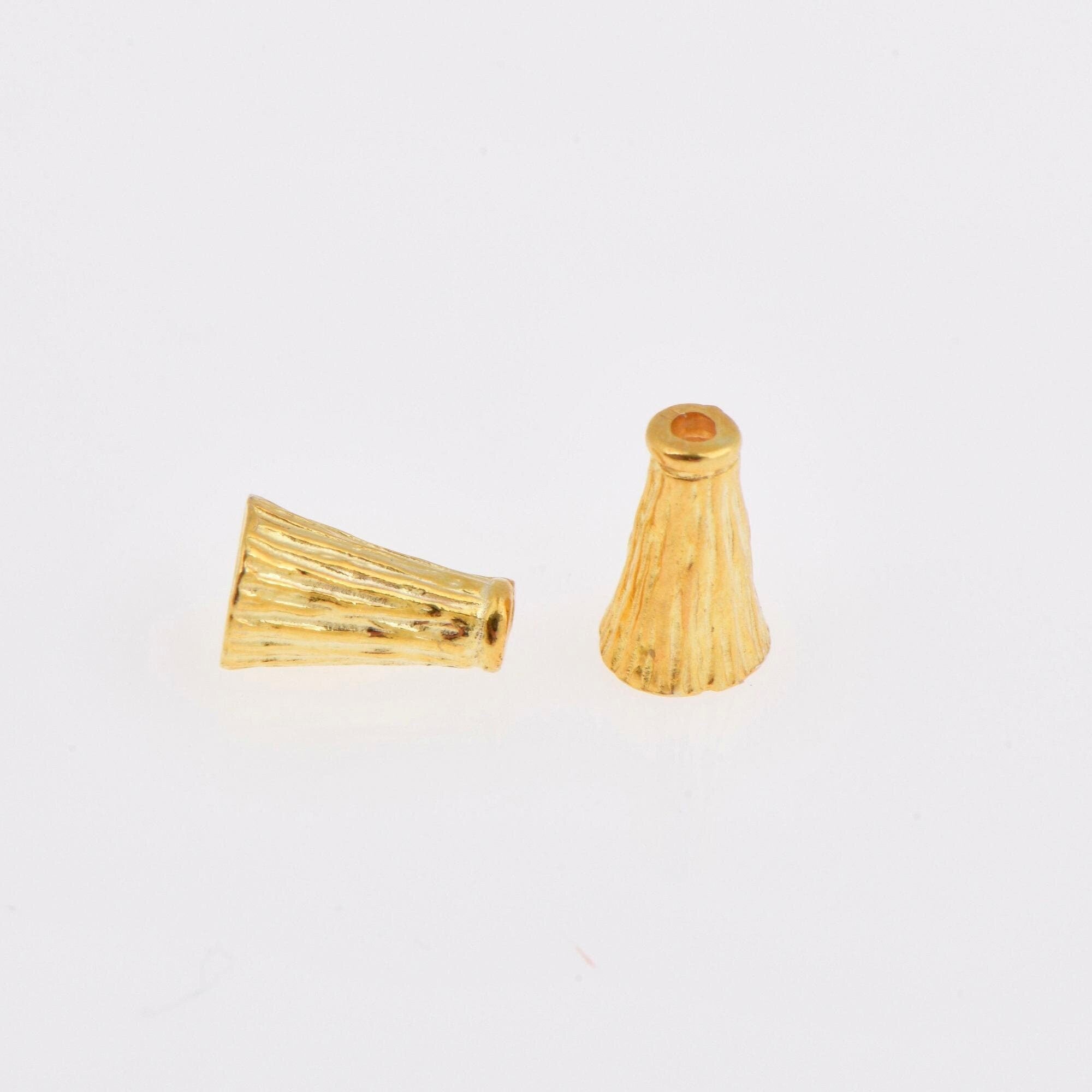 24K Gold Vermeil Cone Shape Beads, 24K Gold Plated Cone Bead Caps, 925 Silver End Bead Cones, Pyramid Bead Caps, Jewelry Findings, VM29A