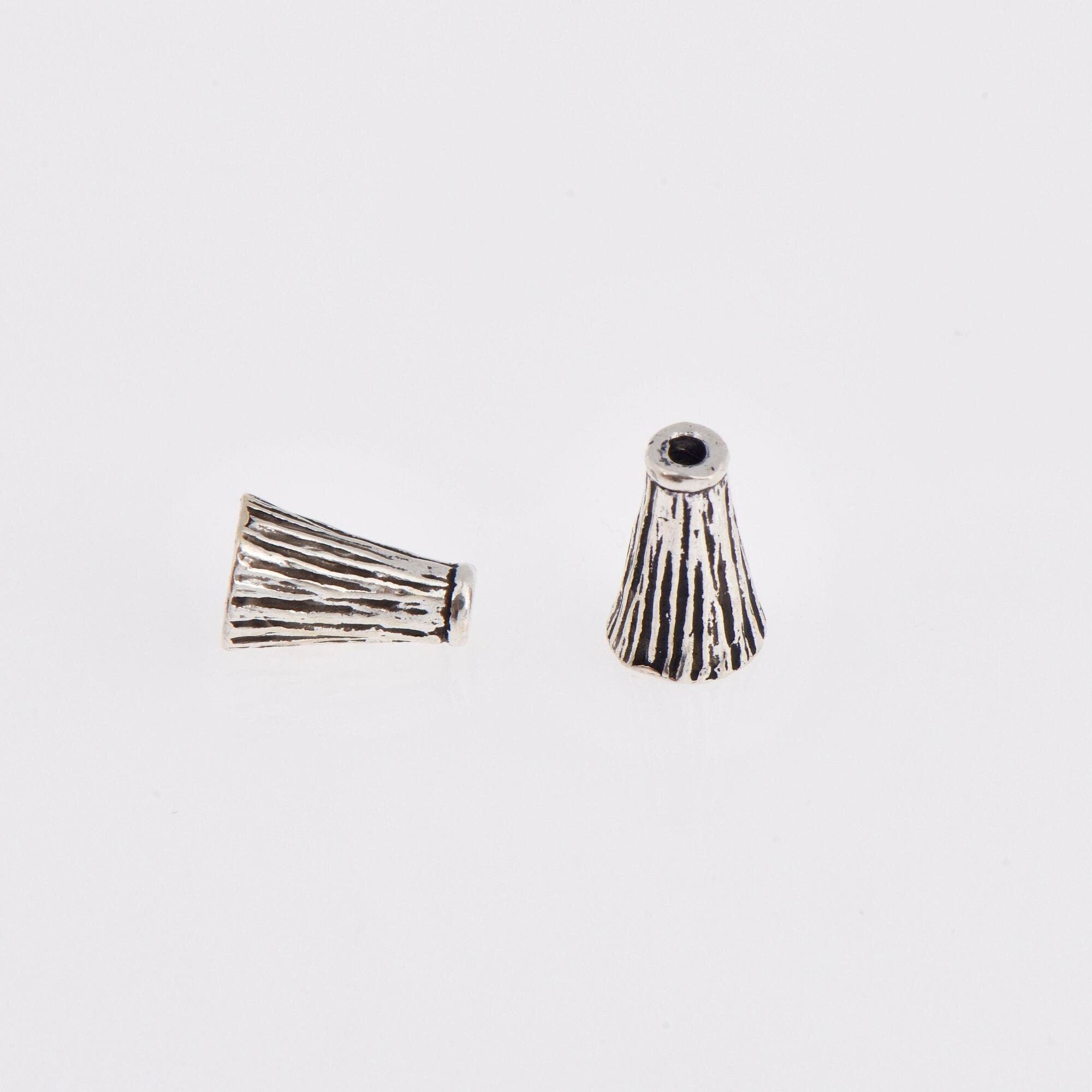 925 Sterling Silver Cone Shape Beads, Solid Silver Cone Bead Caps, Antiique Silver End Bead Cones, Pyramid Bead Caps, Jewelry Findings, M29A
