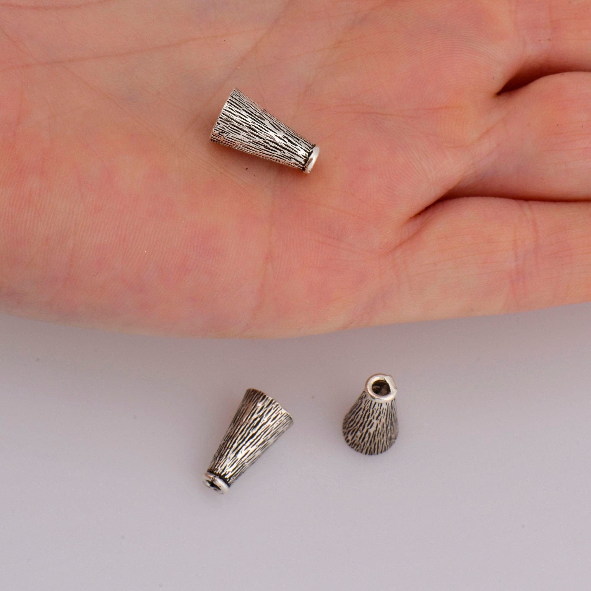 925 Sterling Silver Cone Shape Beads, Solid Silver Cone Bead Caps, Antique Silver End Bead Cones, Pyramid Bead Caps, Jewelry Findings, M29C