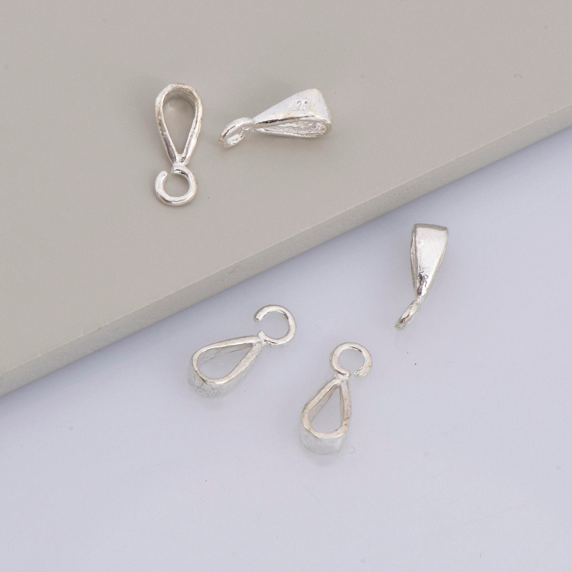 925 Sterling Silver Bails with Open Loop, Solid Silver Open Ring Bails, Smooth Silver Connector Bails, Bail Charms, Jewelry Findings, M31