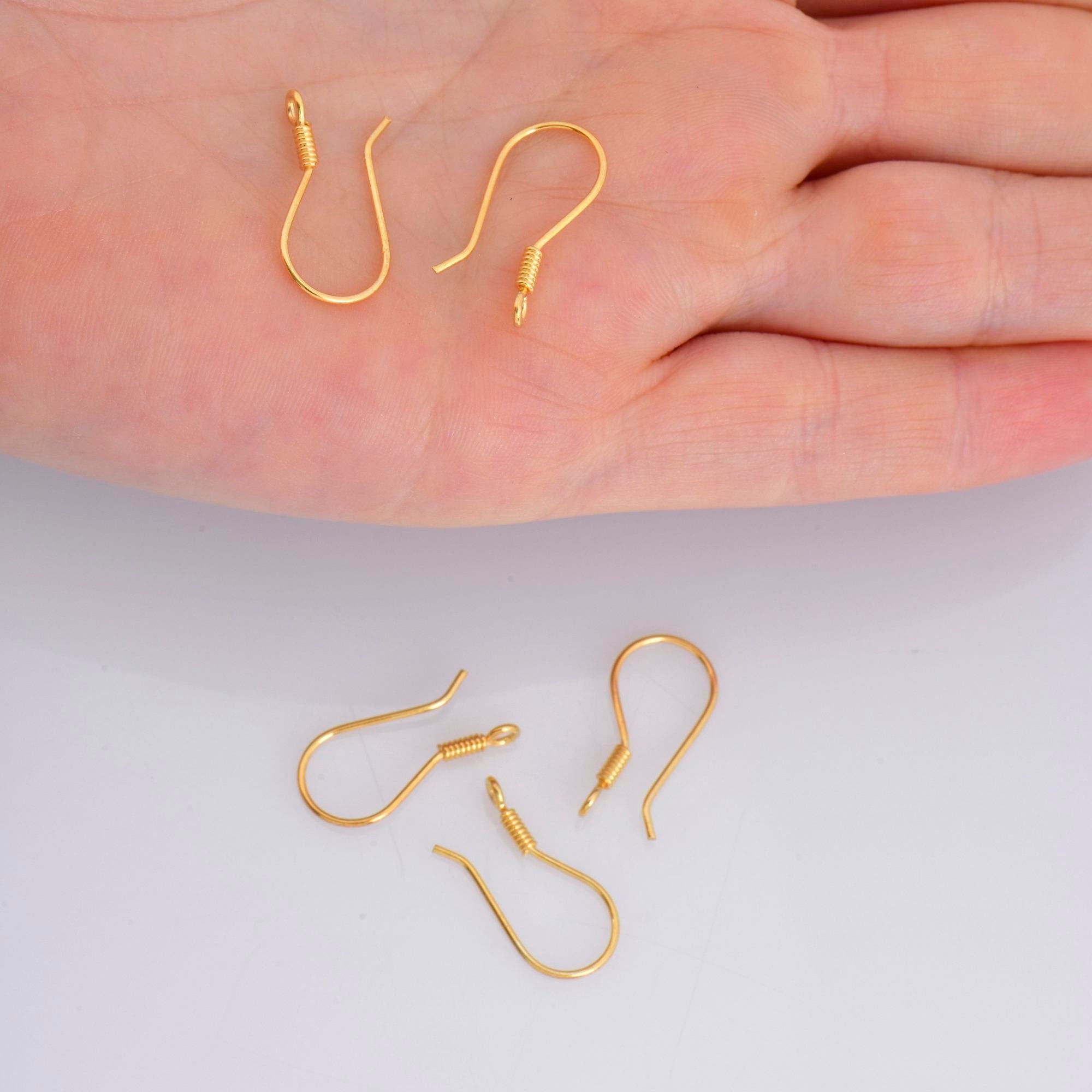 24K Gold Vermeil and 925 Silver Ear Wires, Silver Earring Hooks in Gold, Fancy Ear Wires, Earrings Making Supply, Jewelry Findings, M37/VM37