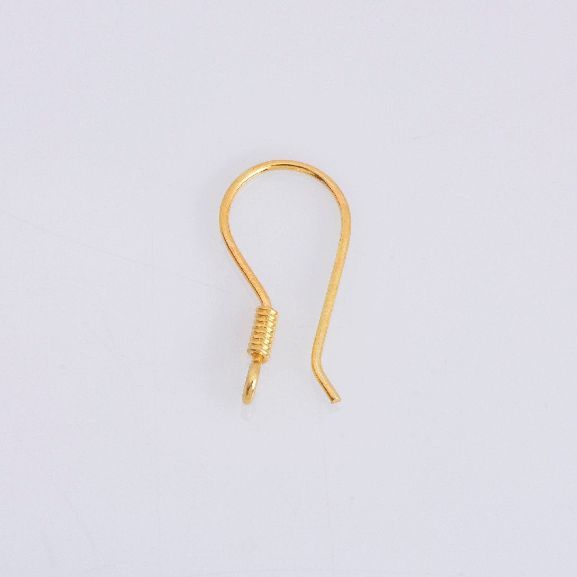 24K Gold Vermeil Ear Wires, 24K Gold Plated Earring Hooks, 925 Solid Silver Ear Wires, Earrings Making Supply, Jewelry Making Findings, VM37