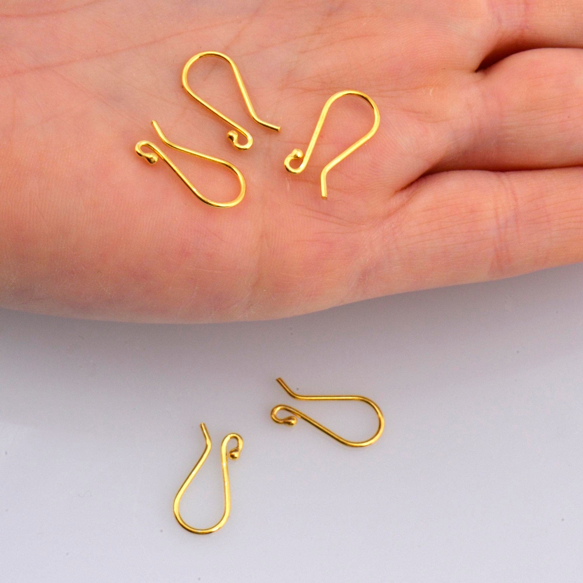 24K Gold Vermeil Ear Wires, 24K Gold Plated Earring Hooks, 925 Silver Ball Ear Wires, Earrings Making Supply, Jewelry Making Findings, VM38