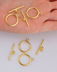 24K Gold Vermeil Toggle Clasps, 925 Solid Silver Toggle Clasp, Gold Plated Plain Toggle Clasp Set, Jewelry Supply, Jewelry Findings, VM59E