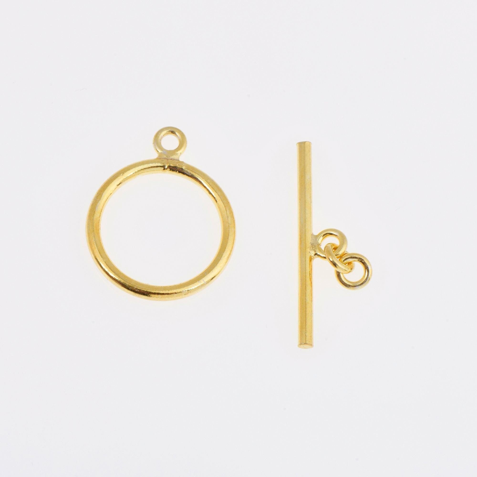24K Gold Vermeil Toggle Clasps, 925 Solid Silver Toggle Clasp, Gold Plated Plain Toggle Clasp Set, Jewelry Supply, Jewelry Findings, VM59E