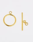 24K Gold Vermeil Toggle Clasps, 925 Solid Silver Toggle Clasp, Gold Plated Plain Toggle Clasp Set, Jewelry Supply, Jewelry Findings, VM59E