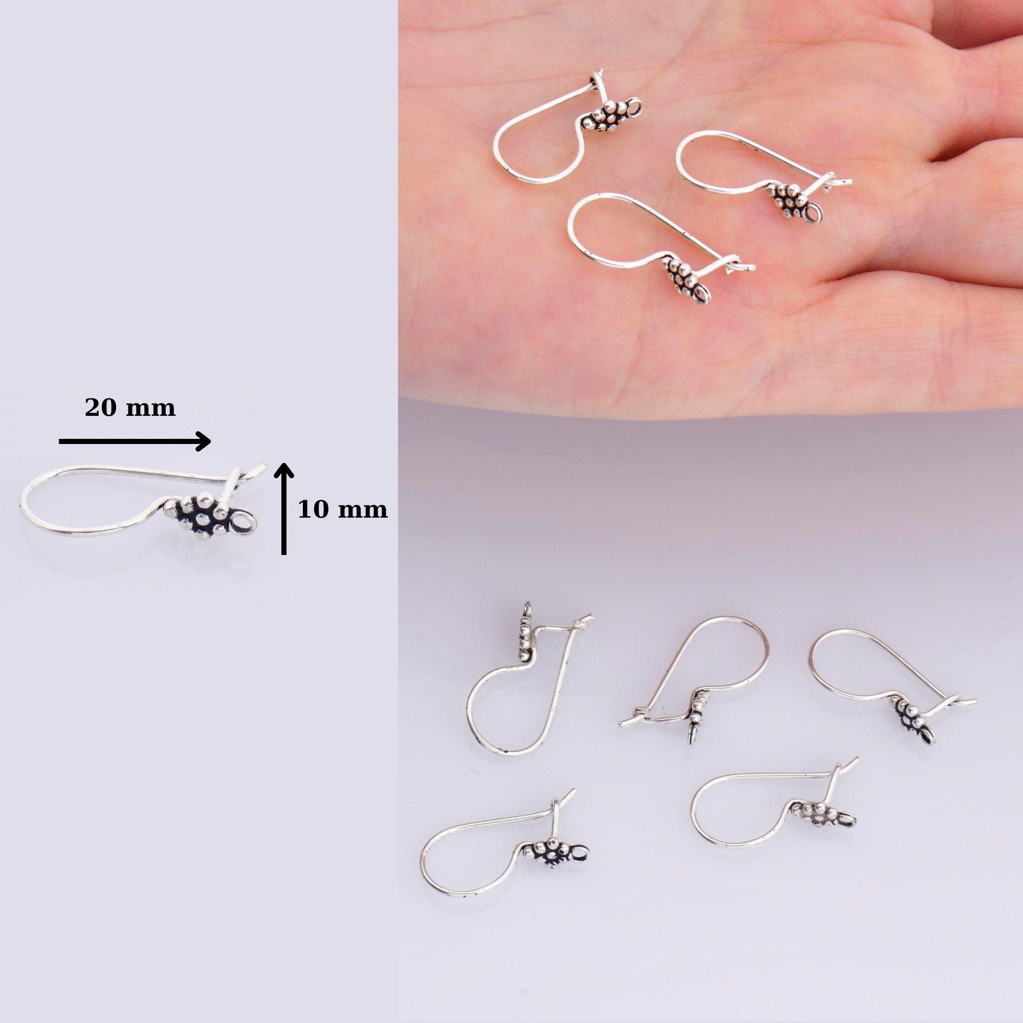 24K Gold Vermeil &amp; 925 Sterling Silver Flower Ear Wires, Earring Hooks, Ear Wires, Earrings Making Supply, Jewelry Findings, M43 - VM43