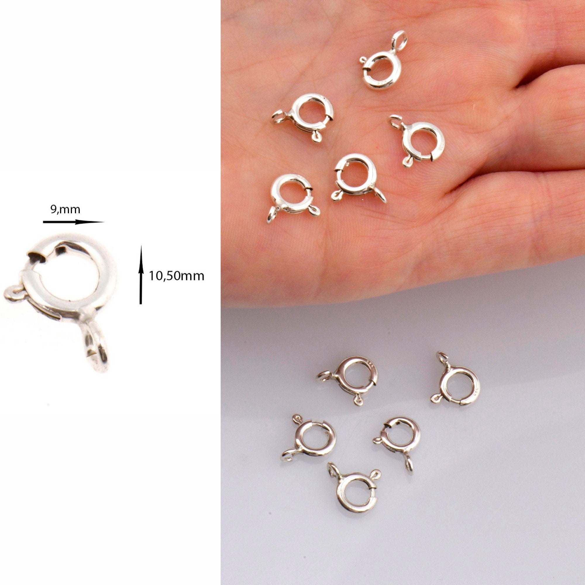 925 Sterling Silver Round Clasps, Solid Silver Round Trigger Clasp, Silver Round Spring Clasp, Jewelry Making Supply, Jewelry Findings, M56C