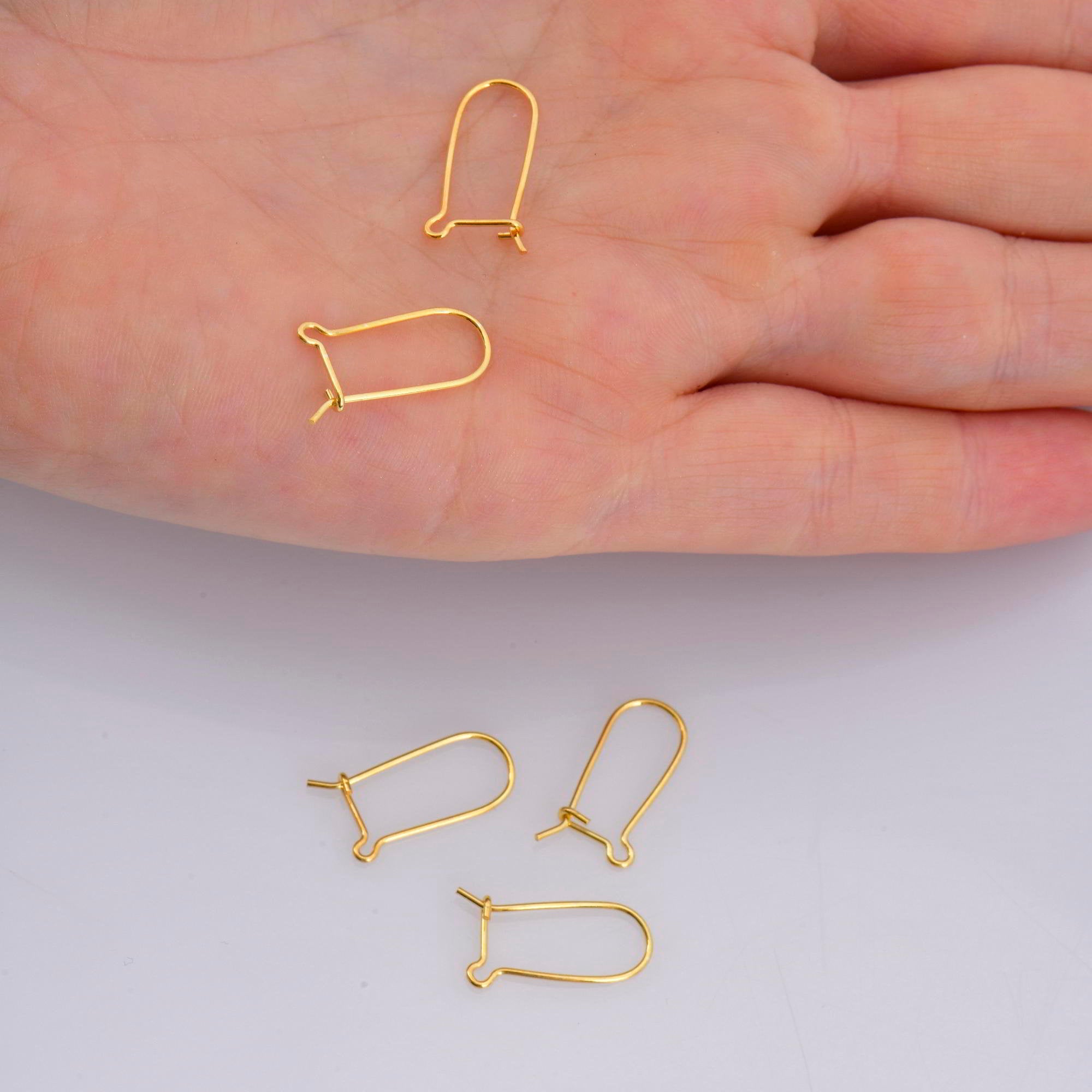 24K Gold Vermeil Kidney Ear Wires, 24K Gold Plated Kidney Earring Hooks, 925 Silver Ear Wires, Earring Making Supply, Jewelry Findings, VM47