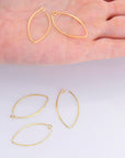24K Gold Vermeil & 925 Sterling Silver 34 mm V Shape Ear Wires w Open Loop, Earring Hooks, Earring Making Supply, Findings, VM49B - M49B