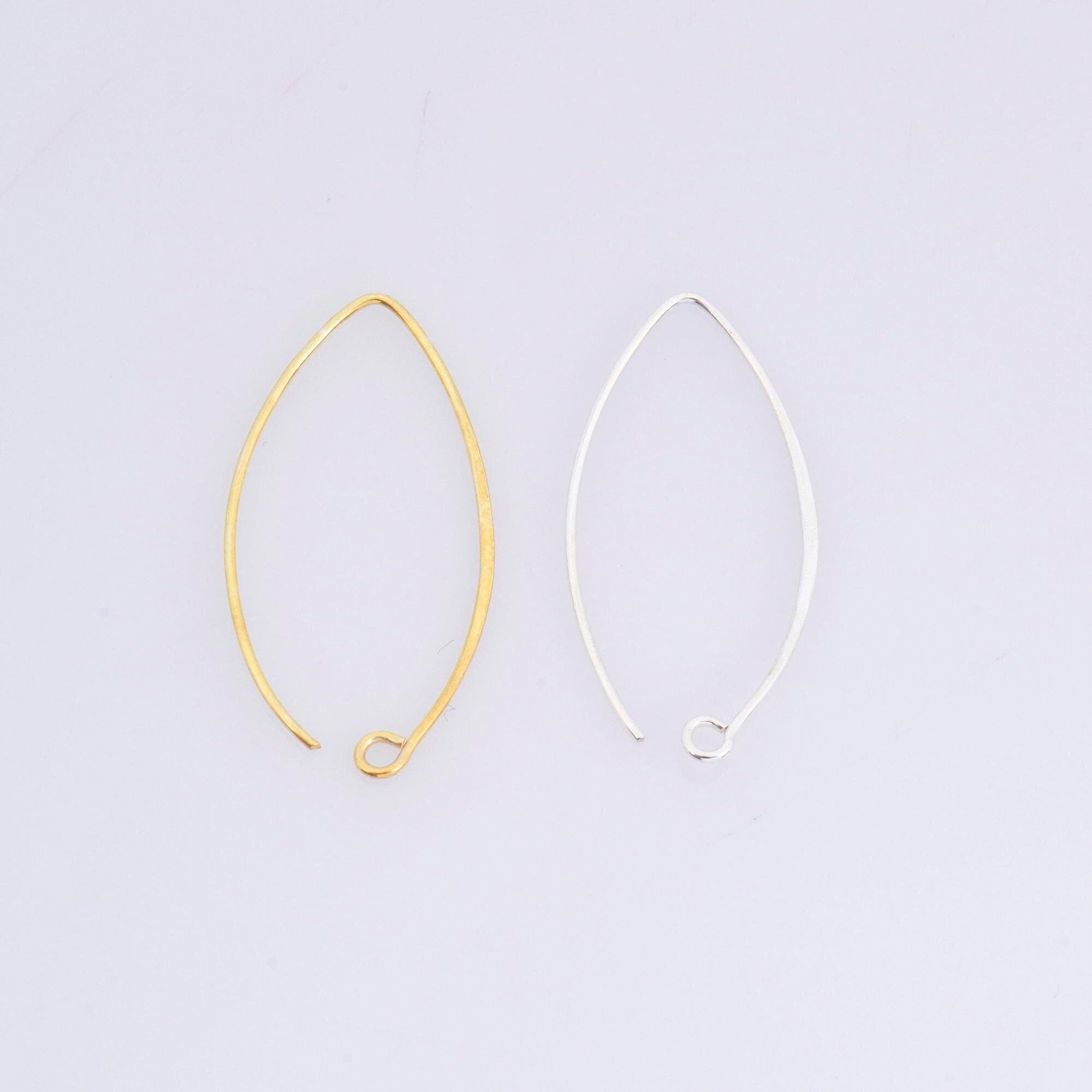 24K Gold Vermeil & 925 Sterling Silver 34 mm V Shape Ear Wires w Open Loop, Earring Hooks, Earring Making Supply, Findings, VM49B - M49B