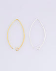 24K Gold Vermeil & 925 Sterling Silver 34 mm V Shape Ear Wires w Open Loop, Earring Hooks, Earring Making Supply, Findings, VM49B - M49B
