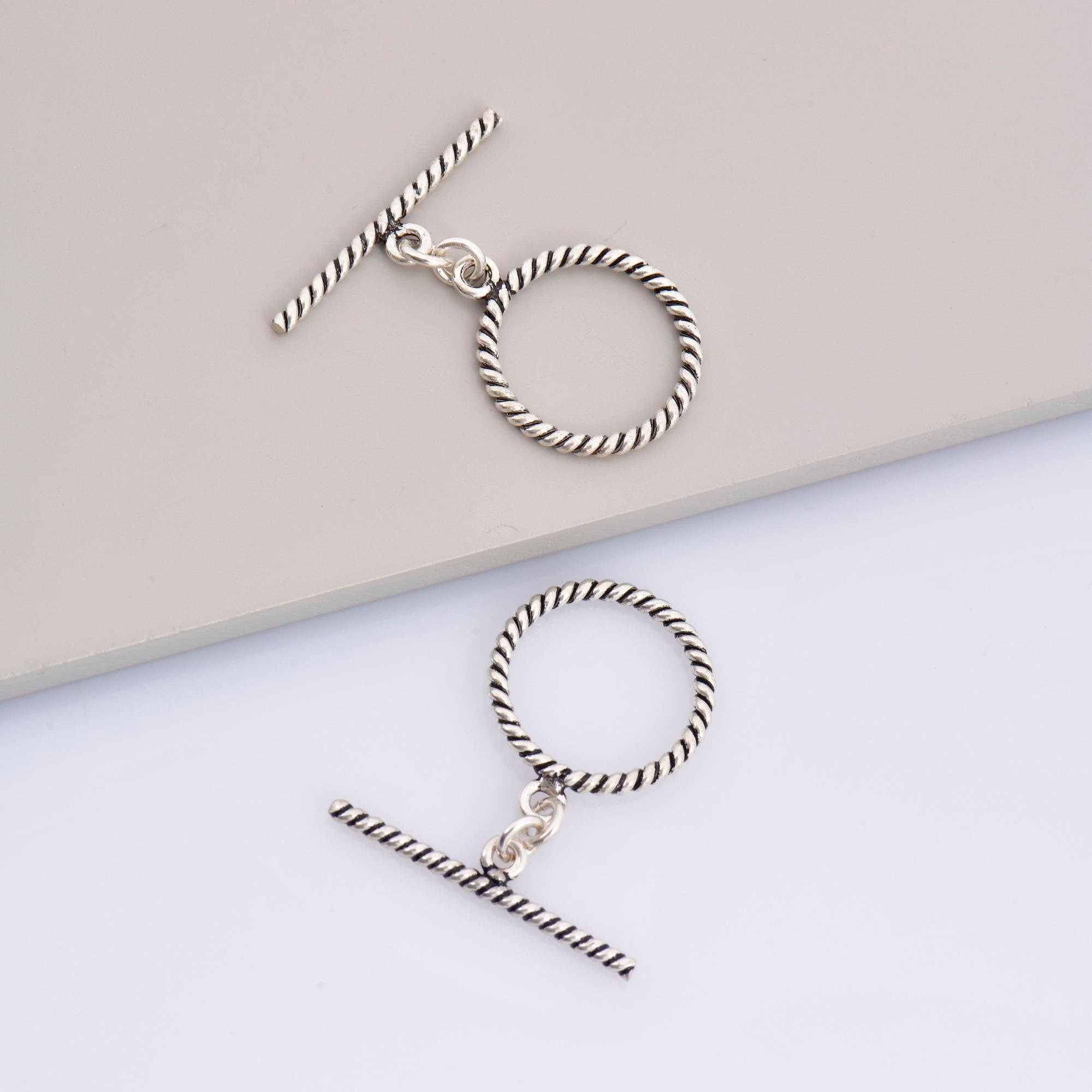 925 Sterling Silver Twisted Toggle Clasps, Twisted Rope Design Toggle Clasp Set, Silver Toggle Clasps, Jewelry Supplies, Findings, M62C