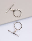 925 Sterling Silver Twisted Toggle Clasps, Twisted Rope Design Toggle Clasp Set, Silver Toggle Clasps, Jewelry Supplies Findings, M62A-C