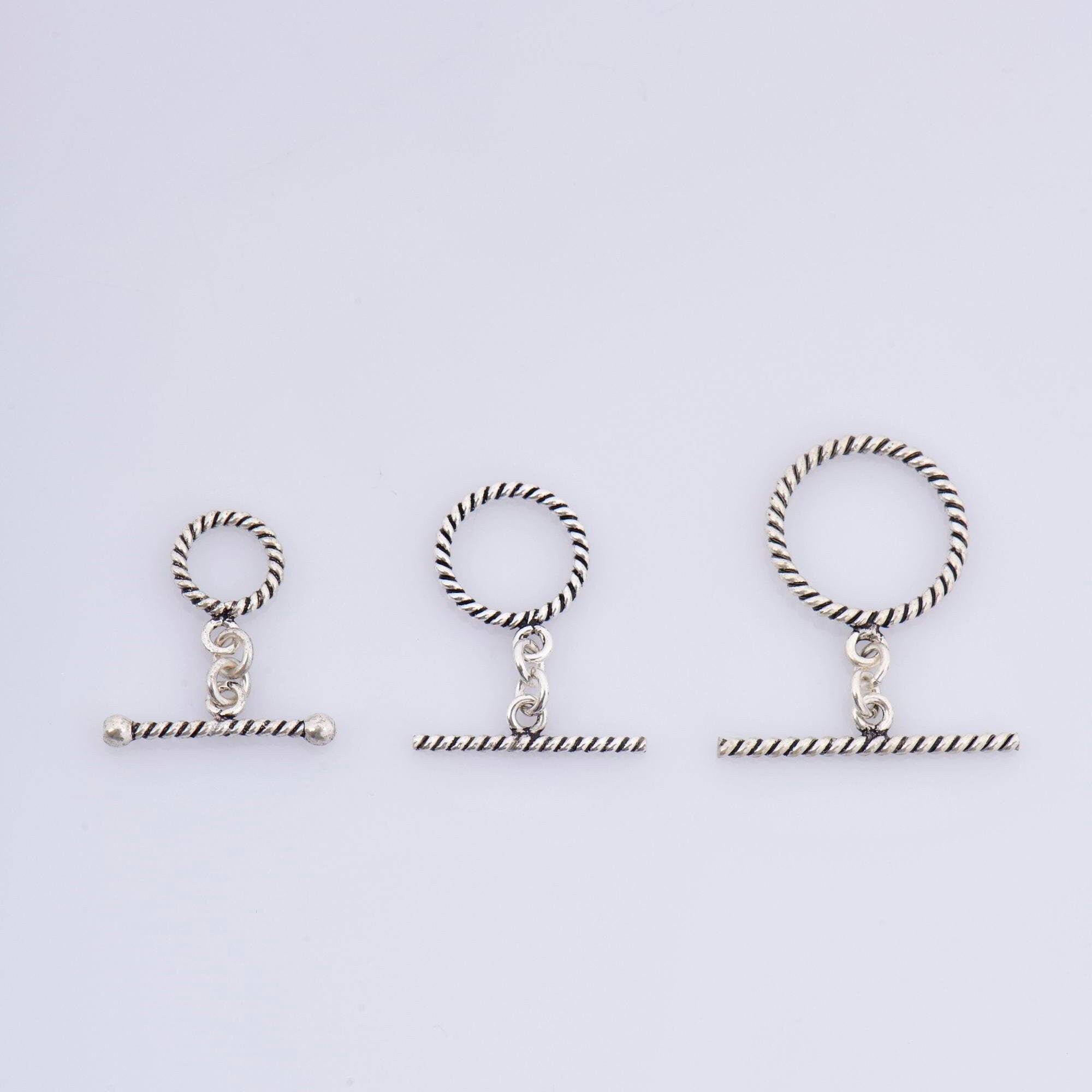 925 Sterling Silver Twisted Toggle Clasps, Twisted Rope Design Toggle Clasp Set, Silver Toggle Clasps, Jewelry Supplies Findings, M62A-C