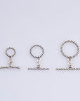 925 Sterling Silver Twisted Toggle Clasps, Twisted Rope Design Toggle Clasp Set, Silver Toggle Clasps, Jewelry Supplies Findings, M62A-C