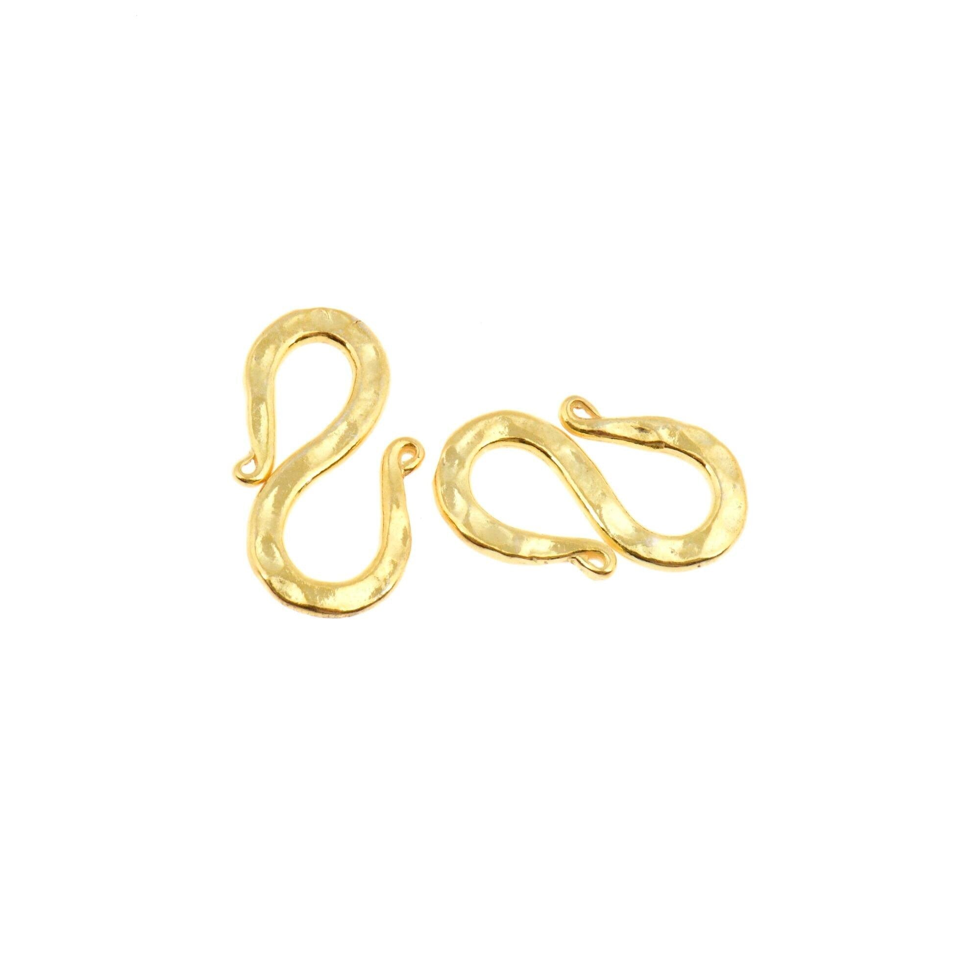 24K Gold Vermeil S Clasps, 925 Sterling Silver Hook Clasps, 24K Gold Plated Connectors, Jewelry Making Supplies, Jewelry Findings, VM63B