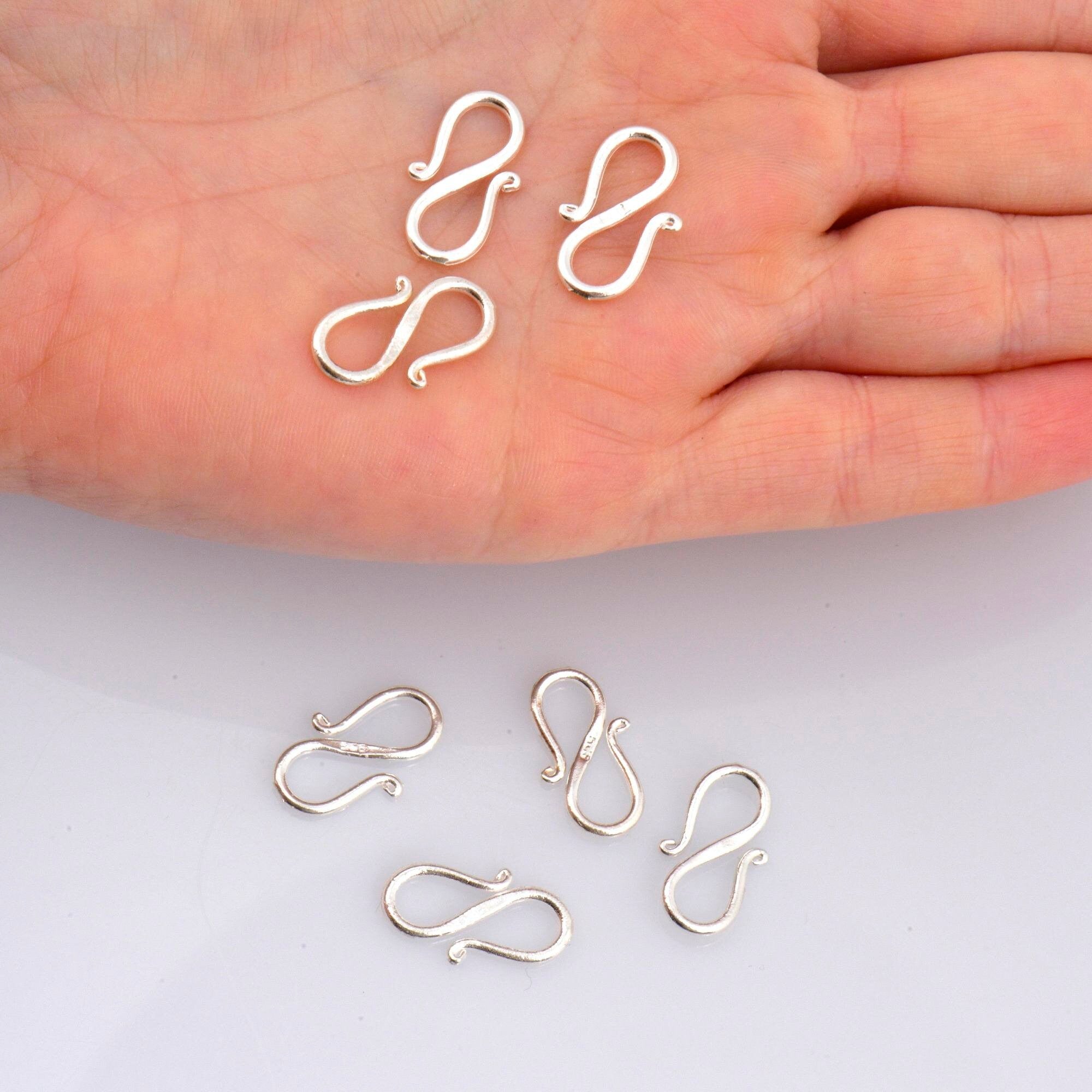 925 Sterling Silver S Clasps, Silver Hook Clasps, Antique Solid Silver Connectors, Jewelry Making Supplies, Silver Jewelry Findings, M65A-B