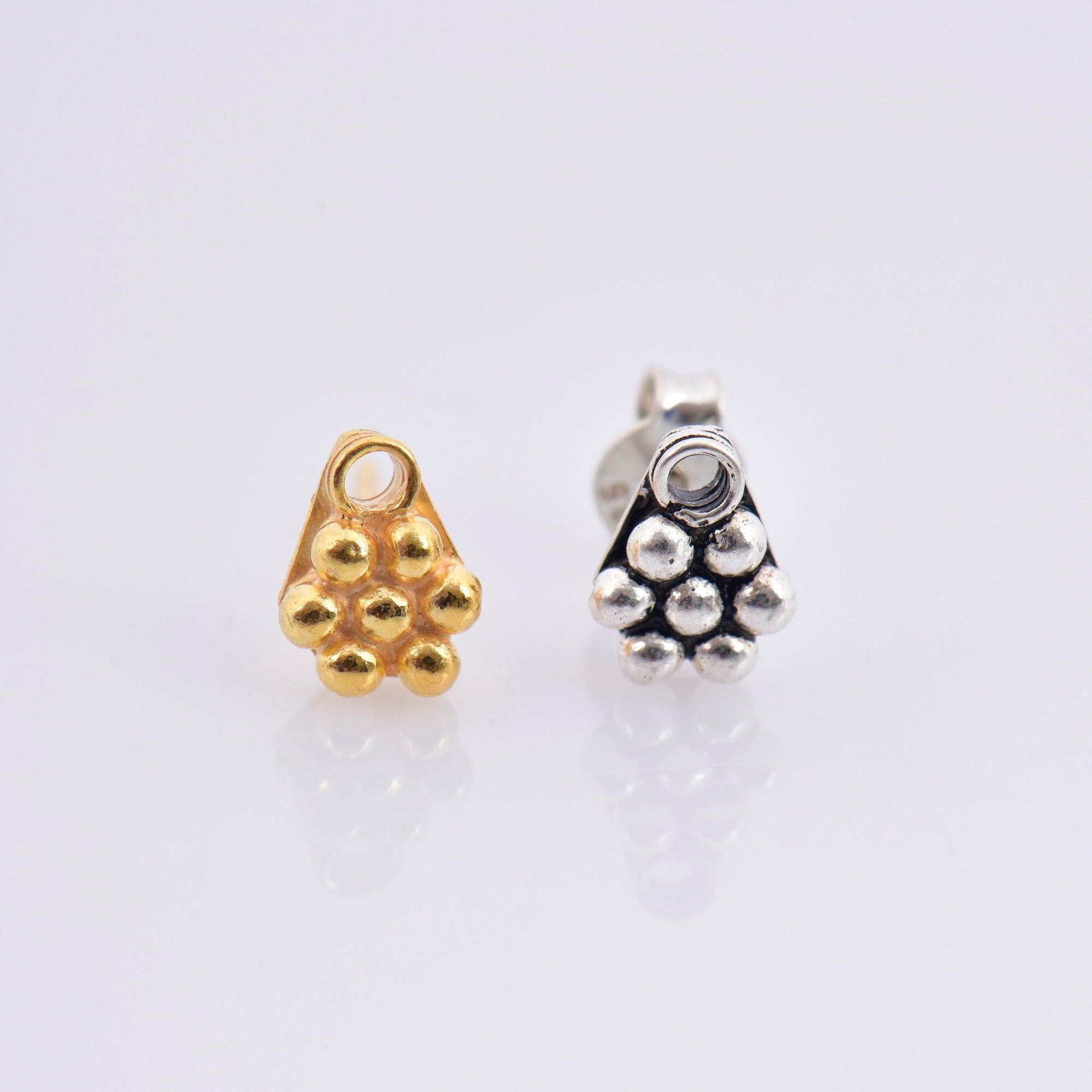 24K Gold Vermeil and 925 Silver Flower Ear Post, Flower Earring Studs with Loop, Gold Plated Earring Posts, Jewelry Making Findings, MVM51