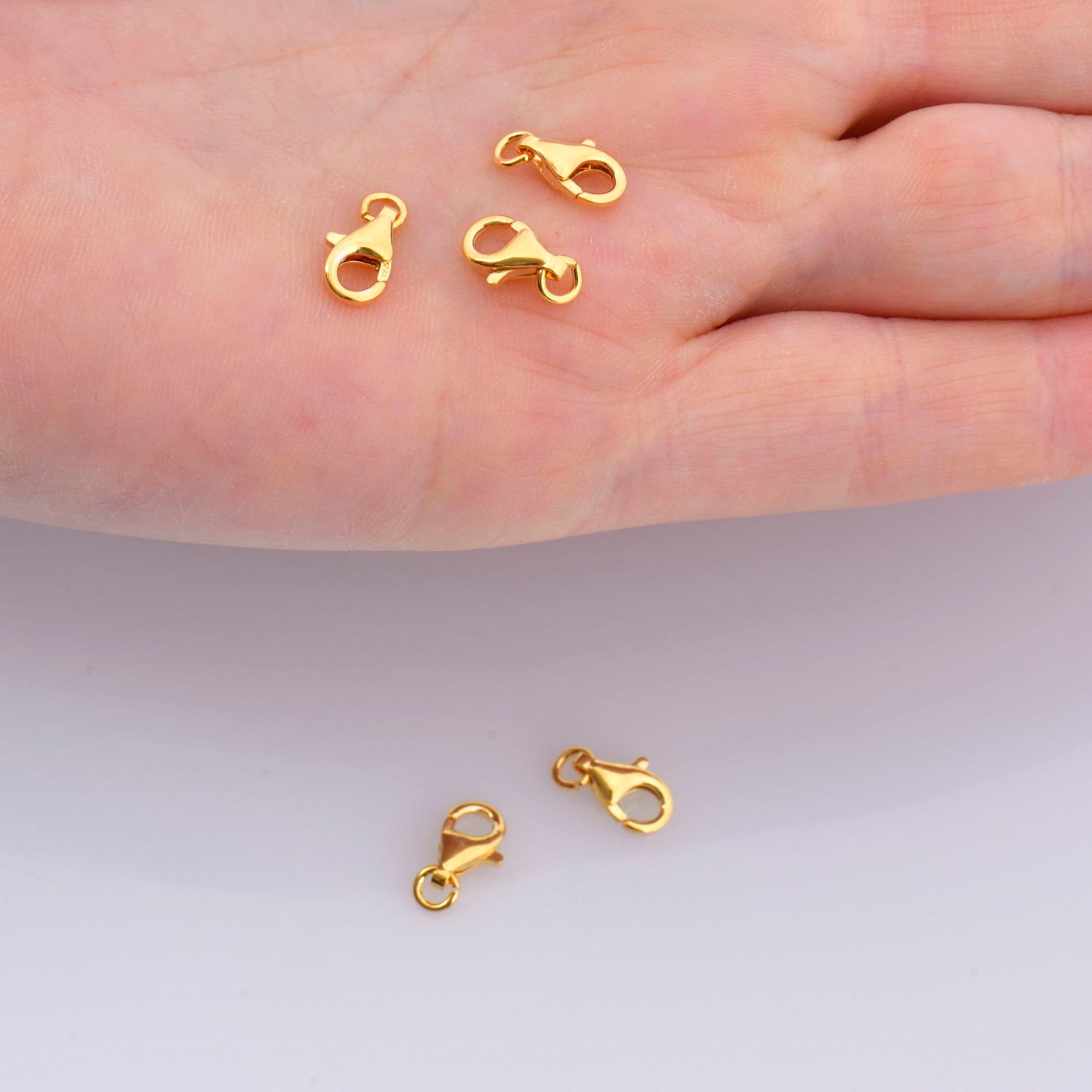 24K Gold Vermeil Lobster Clasp, 925 Solid Silver Trigger Clasp, Gold Plated Spring Clasp, Jewelry Supplies, Jewelry Making Findings, VM54A
