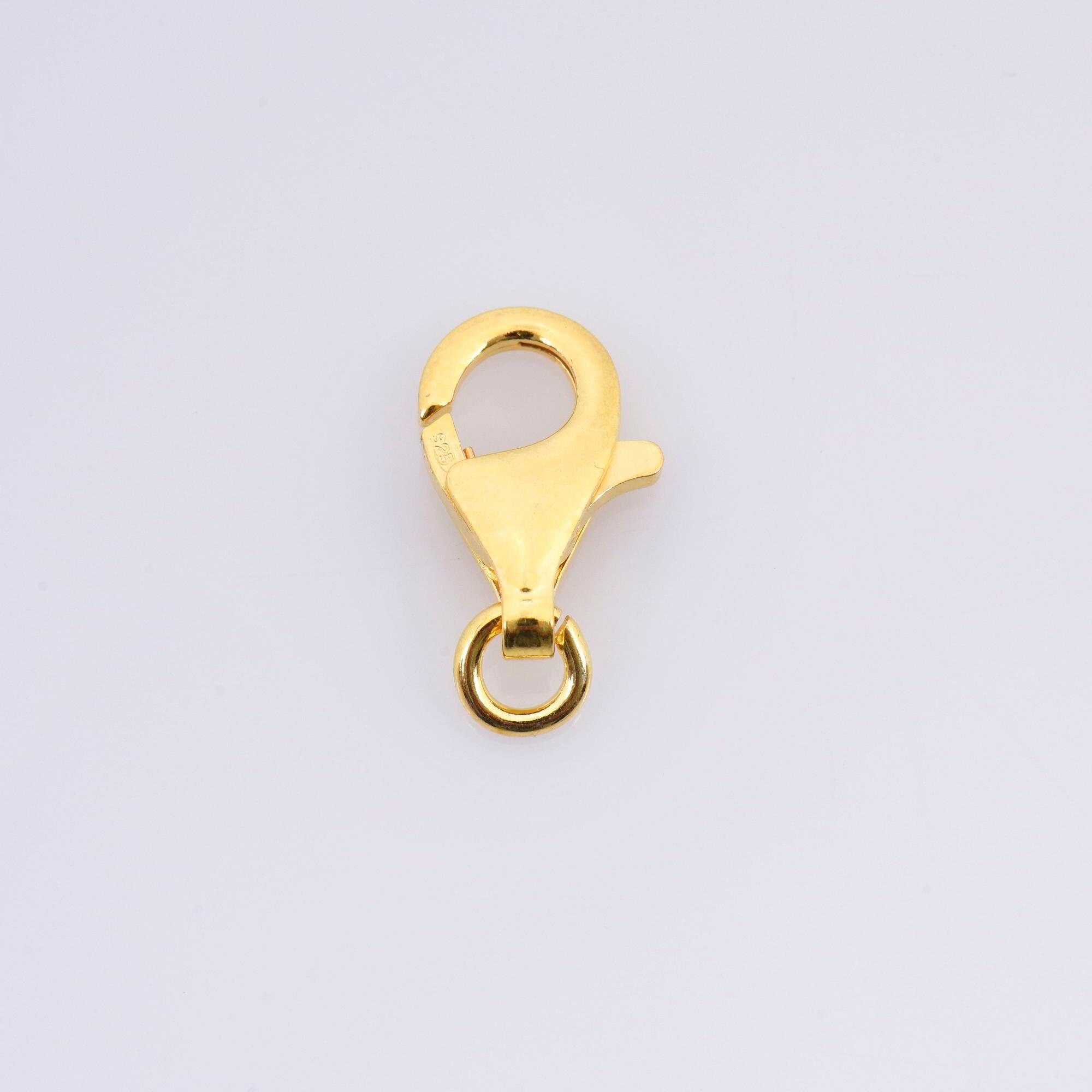 24K Gold Vermeil Lobster Clasp, 925 Solid Silver Trigger Clasp, Gold Plated Spring Clasp, Jewelry Supplies, Jewelry Making Findings, VM54D