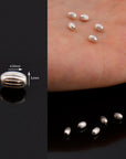 925 Sterling Silver Corrugated Oval Beads, Solid Seamless Oval Beads, Silver Olive Shape Beads, Barrel Shape Jewelry Craft Supplies, M4 A-E