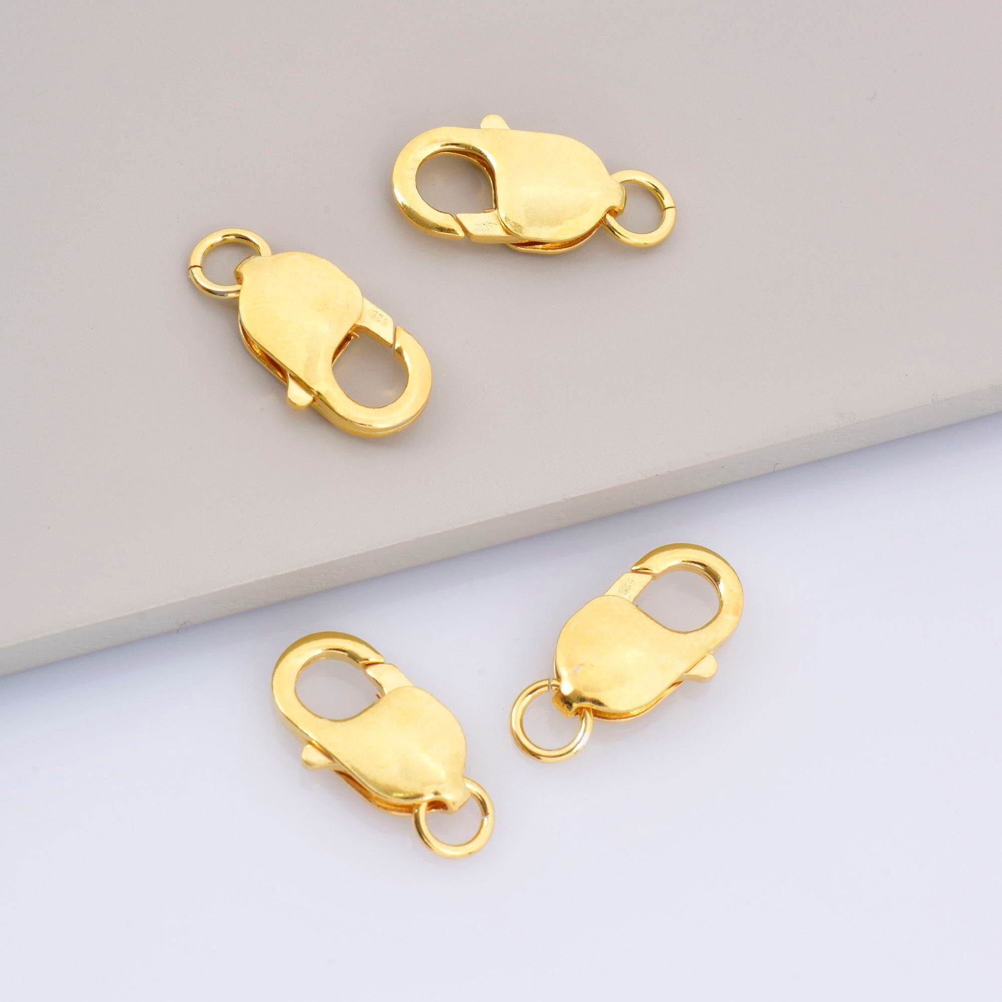 24K Gold Vermeil Lobster Clasp, 925 Solid Silver Trigger Clasp, Gold Plated Spring Clasp, Jewelry Supplies, Jewelry Making Findings, VM55A-E