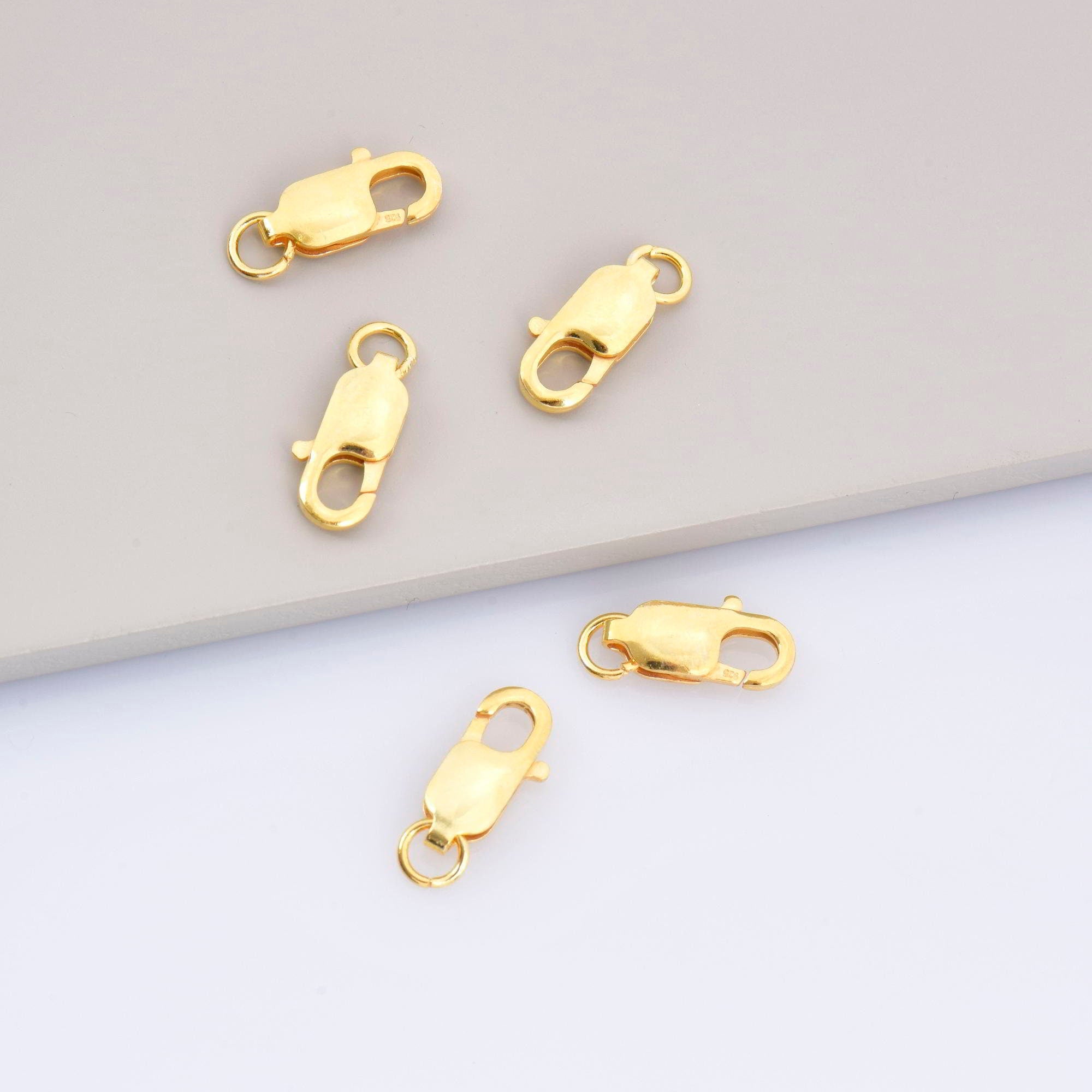 24K Gold Vermeil Lobster Clasp, 925 Solid Silver Trigger Clasp, Gold Plated Spring Clasp, Jewelry Supplies, Jewelry Making Findings, VM55A-E