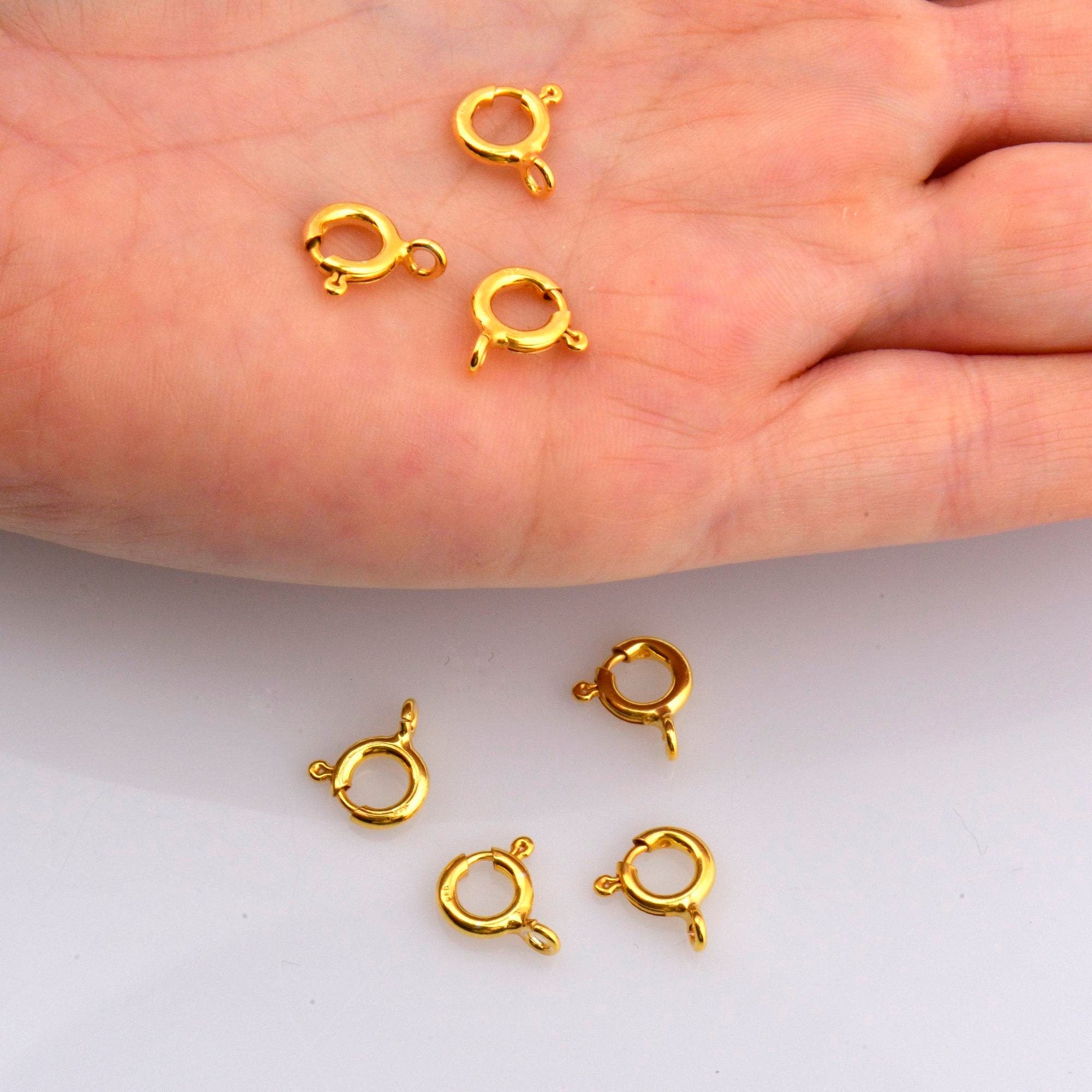 24K Gold Vermeil Round Clasps, 925 Solid Silver Round Trigger Clasp, Plated Round Spring Clasp, Jewelry Supply, Jewelry Findings, VM56A-D