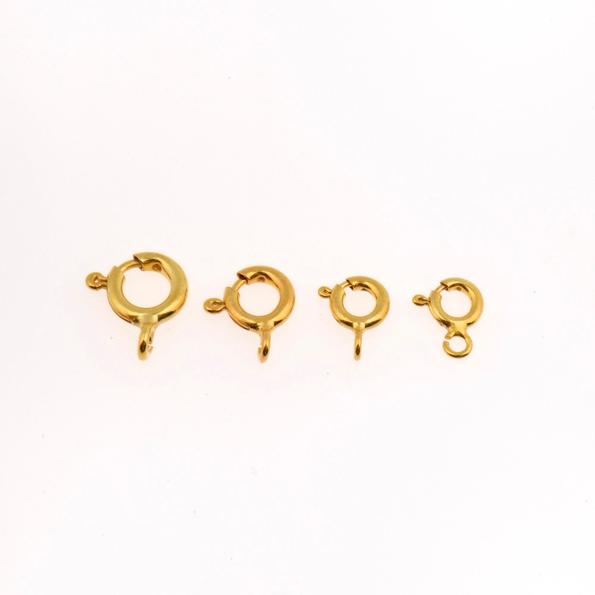 24K Gold Vermeil & 925 Silver Round Clasps, Solid Silver Round Trigger Clasp, Plated Round Spring Clasp, Jewelry Finding, M/VM56