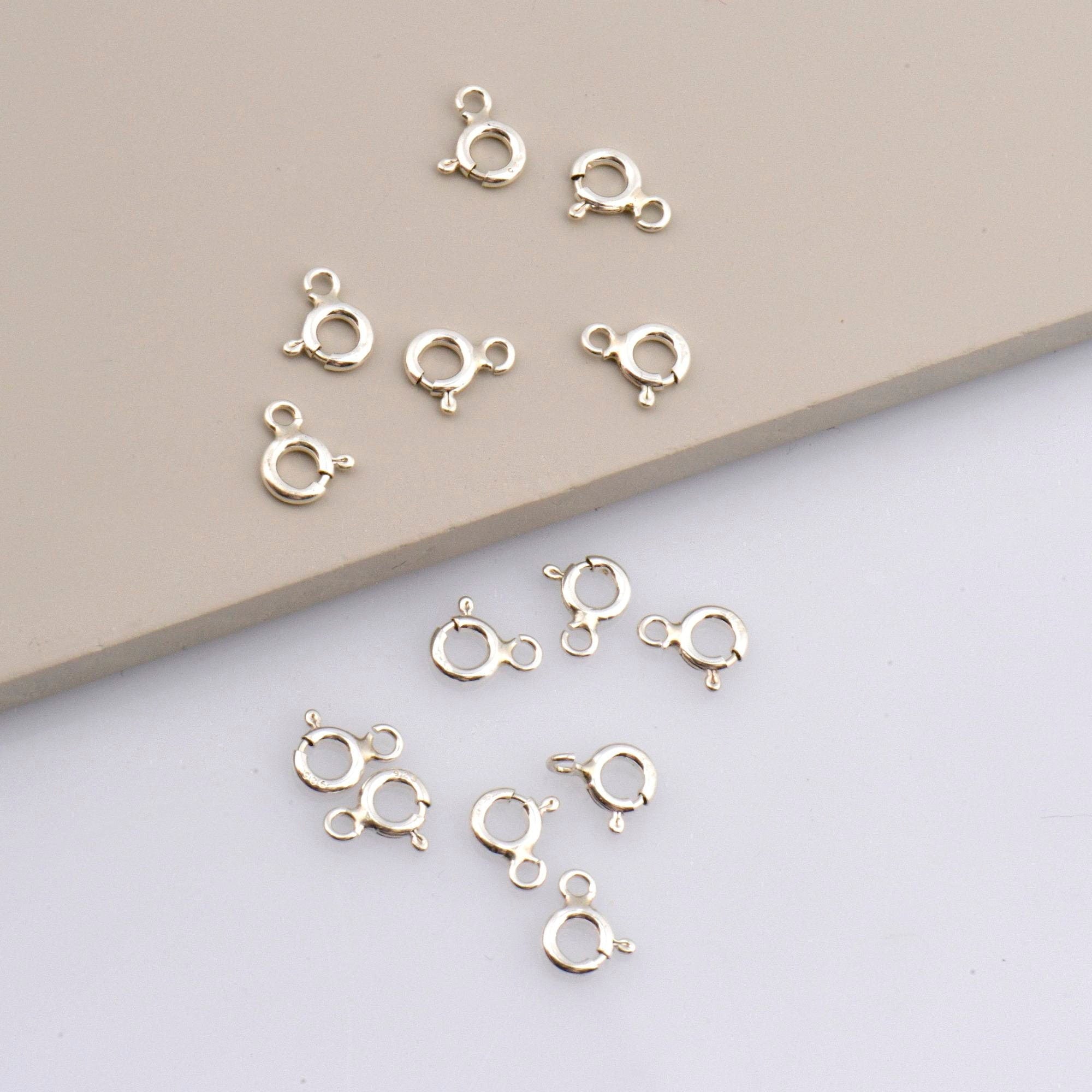 925 Sterling Silver Round Clasps, Solid Silver Round Trigger Clasp, Silver Round Spring Clasp, Jewelry Making Supply, Jewelry Findings, M56A