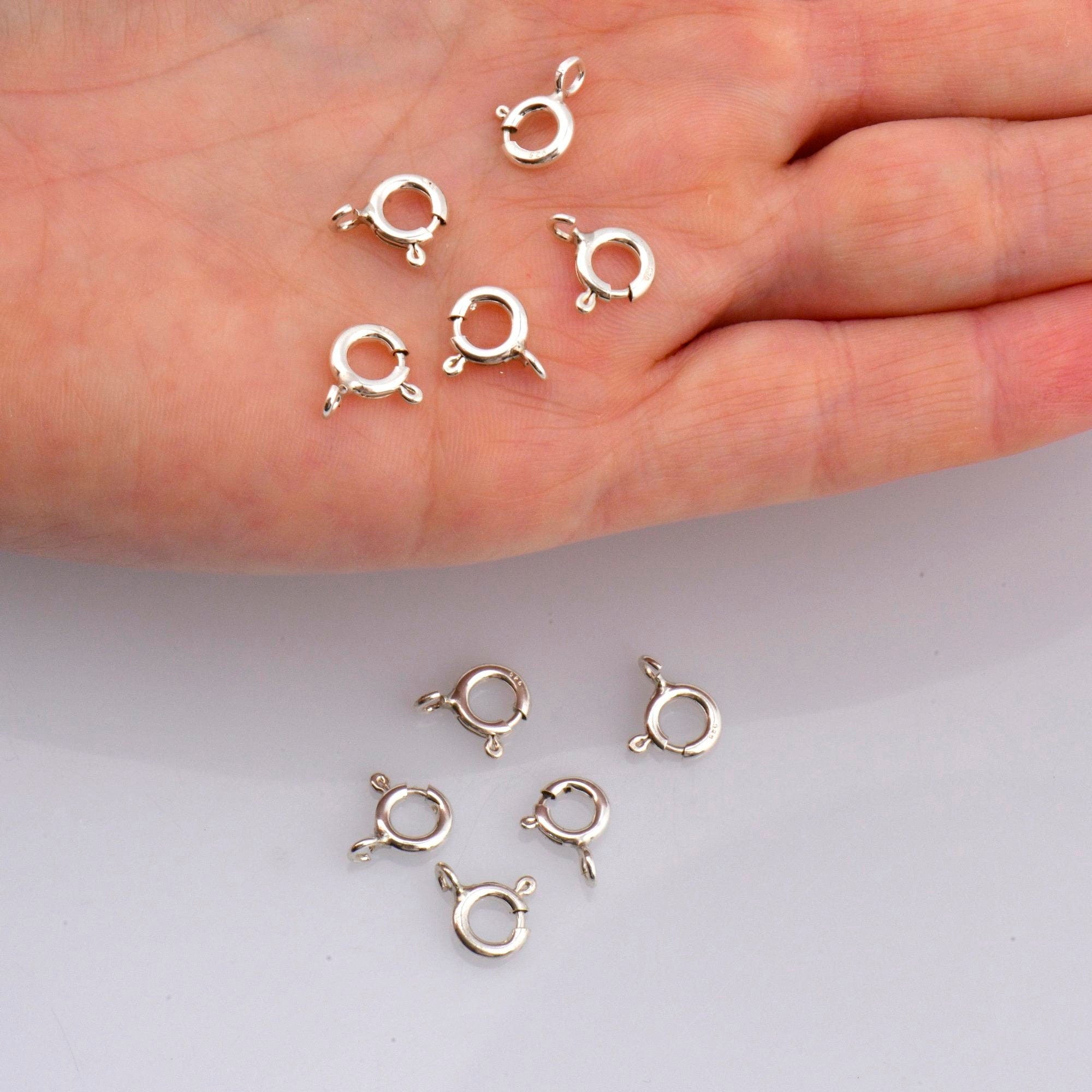 925 Sterling Silver Round Clasps, Solid Silver Round Trigger Clasp, Silver Round Spring Clasp, Jewelry Making Supply, Jewelry Findings, M56C