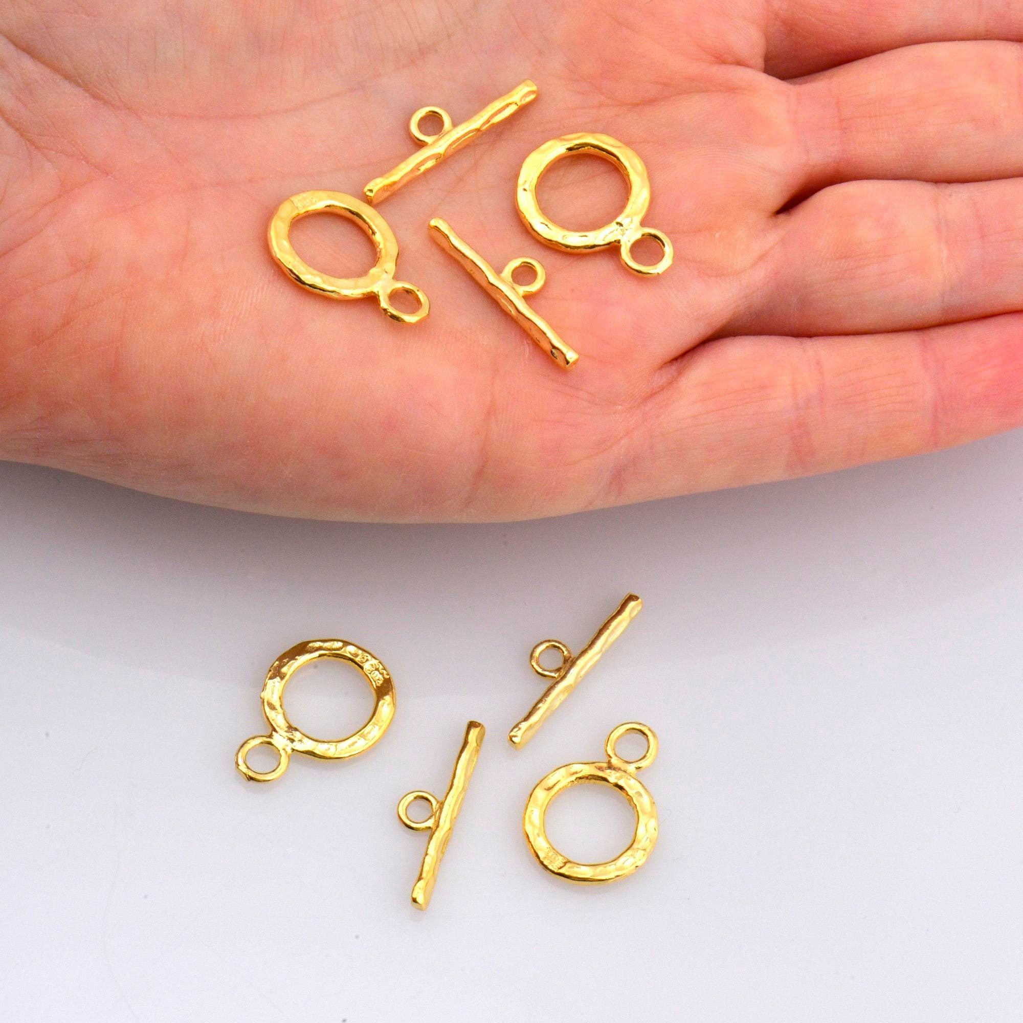 24K Gold Vermeil & 925 Silver Toggle Clasps, Silver Toggle Clasp, Plated Organic Toggle Clasp Set, Jewelry Supply, Jewelry Findings, MV/M57
