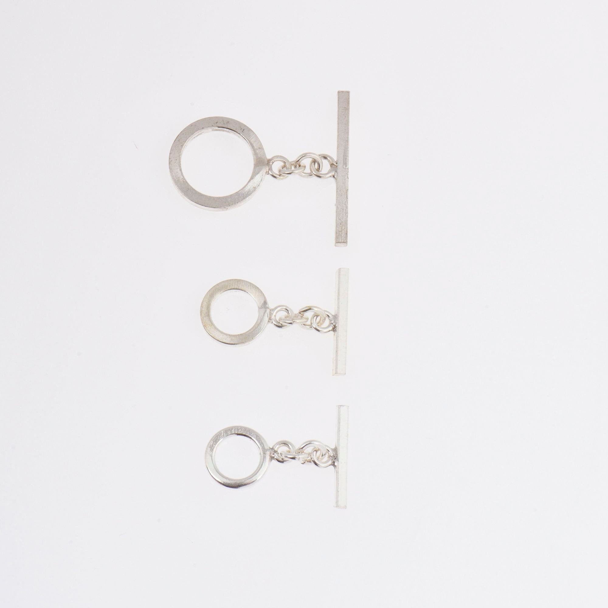 925 Silver Toggle Clasps, Solid Silver Toggle Clasp, Silver Plain Toggle Clasp Set, Jewelry Making Supplies, Jewelry Findings, M58A-C