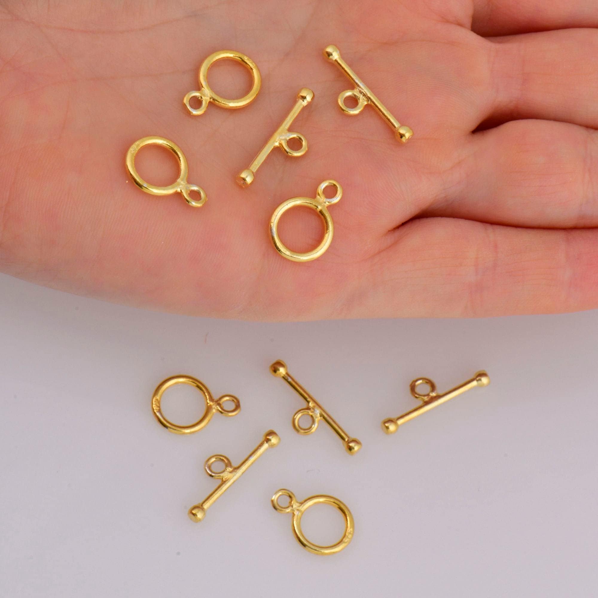 24K Gold Vermeil &amp; 925 Silver Toggle Clasps, Silver Toggle Clasp, Plated Plain Toggle Clasp Set, Jewelry Supply, Jewelry Findings, VM59A-E