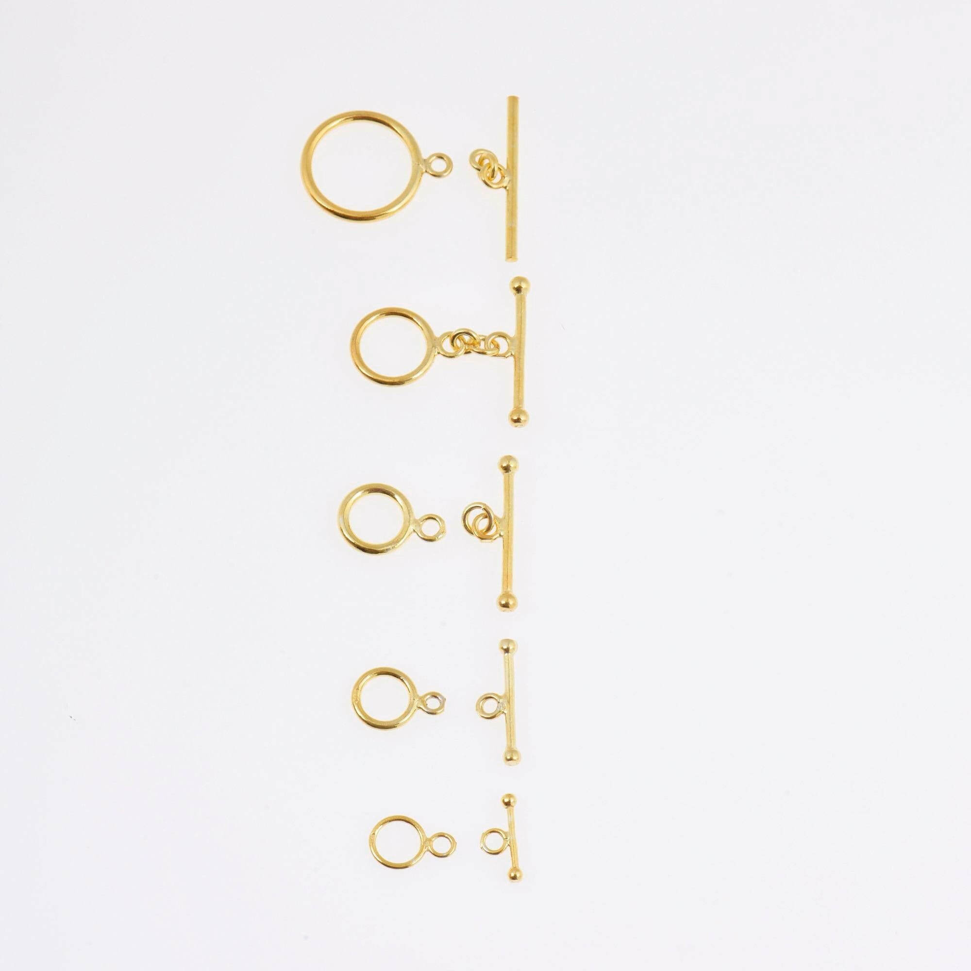 24K Gold Vermeil Toggle Clasps, 925 Solid Silver Toggle Clasp, Gold Plated Plain Toggle Clasp Set, Jewelry Supply, Jewelry Findings, VM59A-E