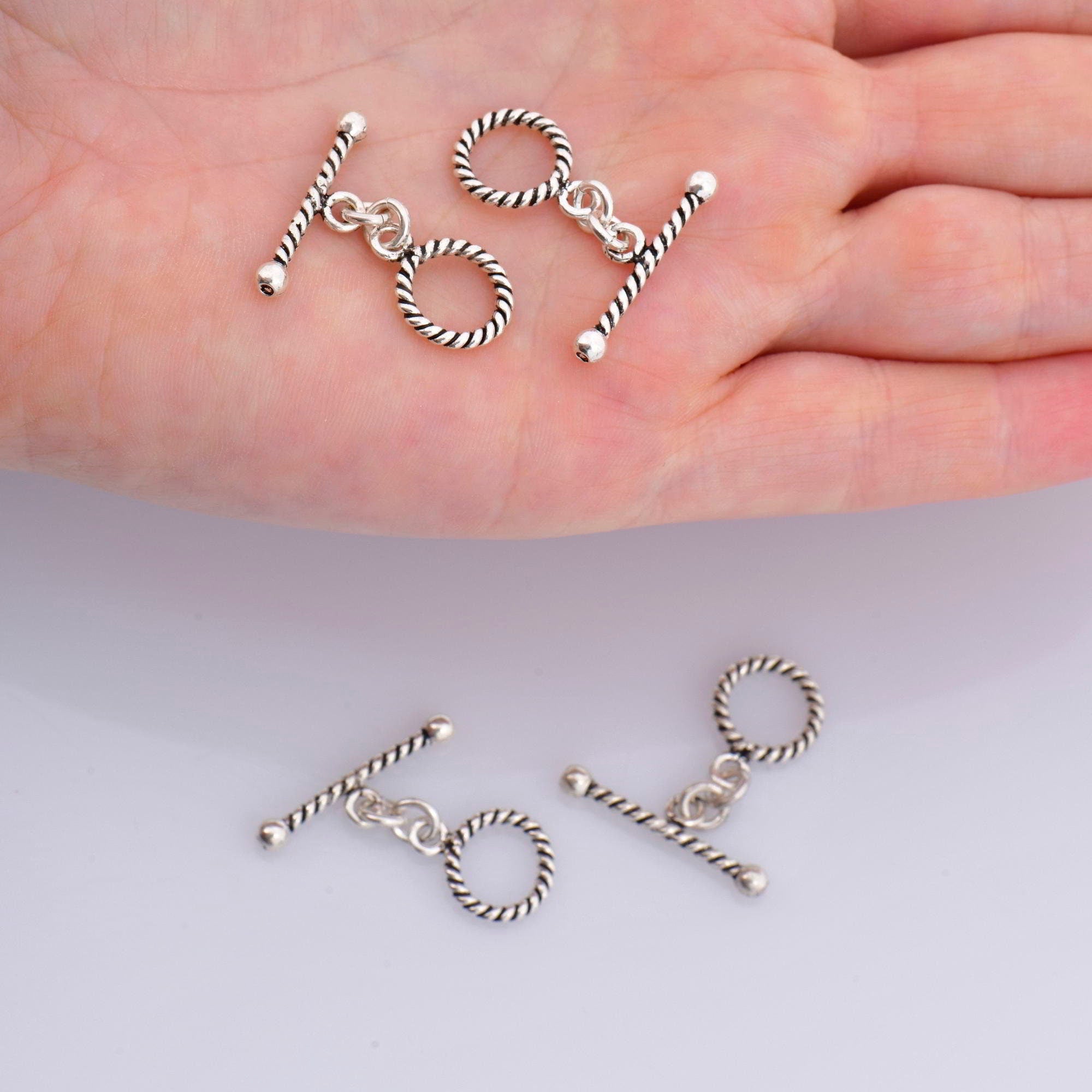 925 Sterling Silver Twisted Toggle Clasps, Twisted Rope Design Toggle Clasp Set, Silver Toggle Clasps, Jewelry Supplies Findings, M62A-C