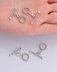 925 Sterling Silver Twisted Toggle Clasps, Twisted Rope Design Toggle Clasp Set, Silver Toggle Clasps, Jewelry Supplies Findings, M62A-C