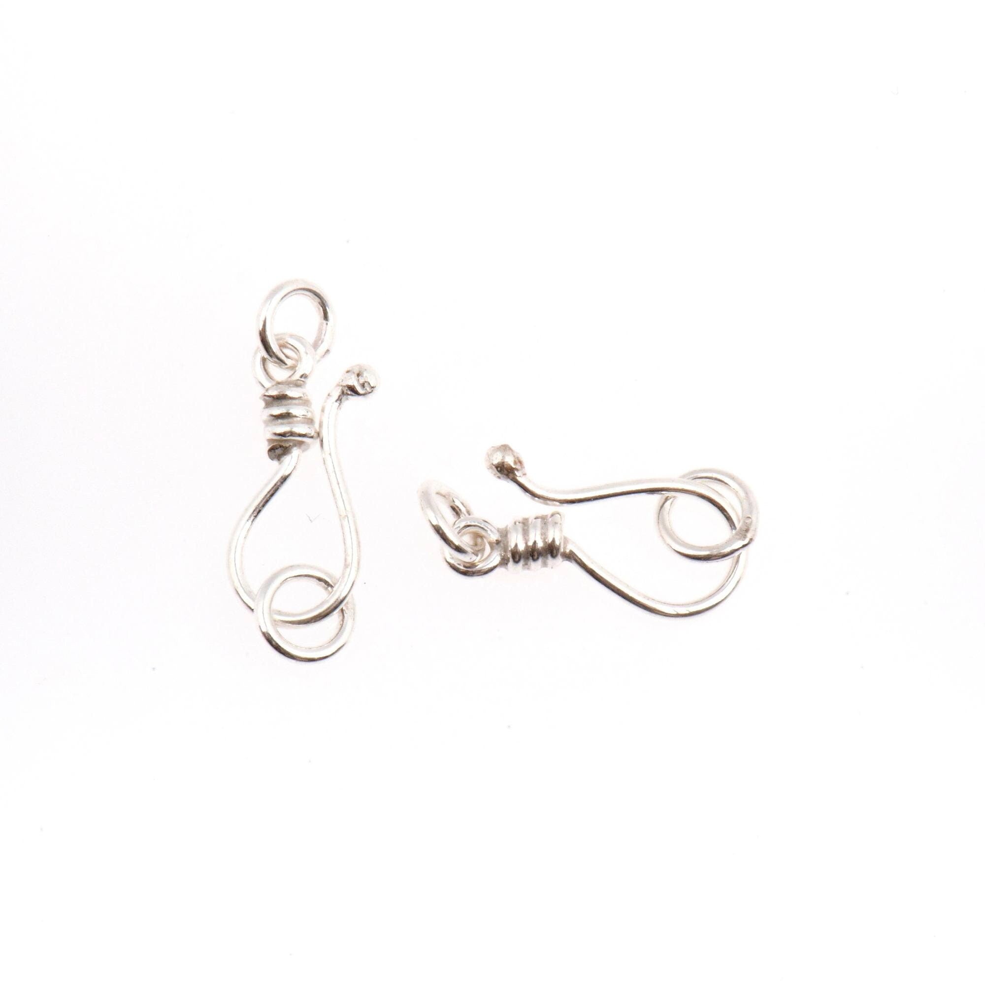 925 Sterling Silver S Hook Clasps with Ring, Silver Hook Clasps, Solid Silver S Connectors, Jewelry Making Supplies, Jewelry Findings, M67C