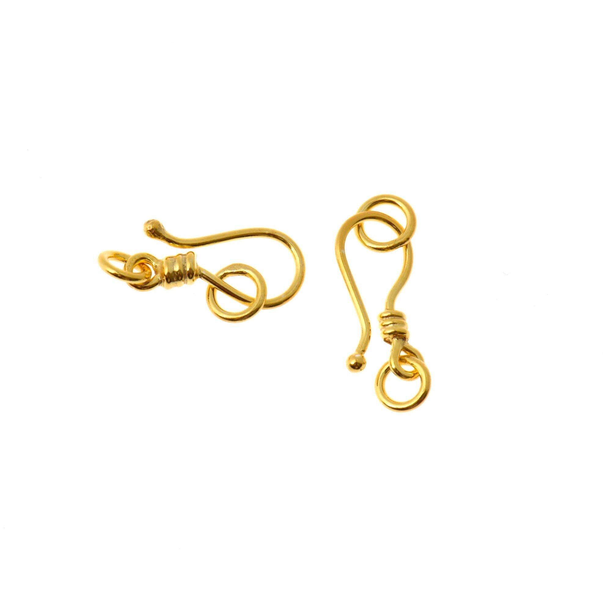 24K Gold Vermeil S Hook Clasps with Ring, 925 Silver Hook Clasps, 24K Gold Plated S Connectors, Jewelry Supplies, Jewelry Findings, VM67D