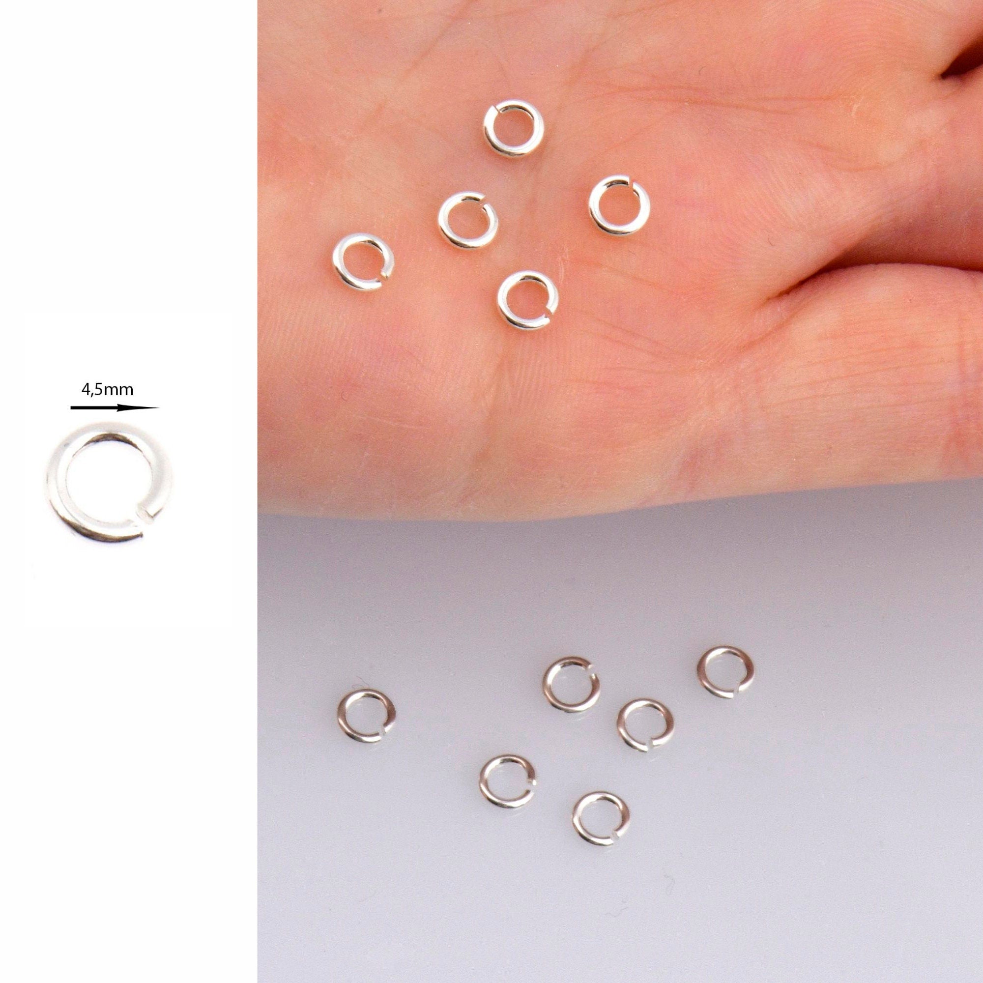925 Sterling Silver Dia 4.5mm & Ga.19 Open Jump Rings, tough, High Quality in 925 Sterling Silver, 20 Pces Jewelry Supplies, Findings M68A