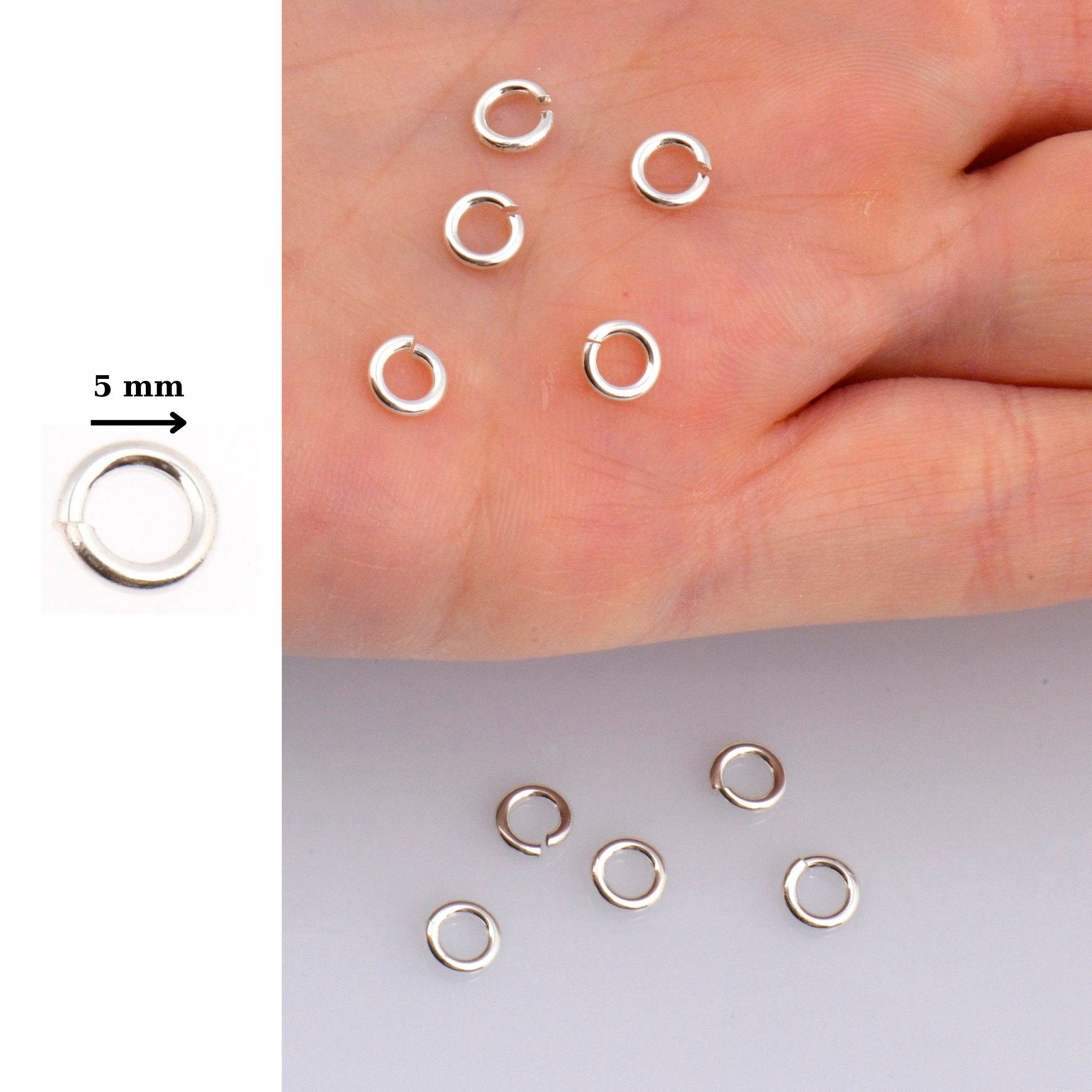 925 Sterling Silver Dia 5mm & Ga.18 Open Jump Rings, tough, High Quality in 925 Sterling Silver, Jewelry Supplies, 10 Pces, Findings, M68 B