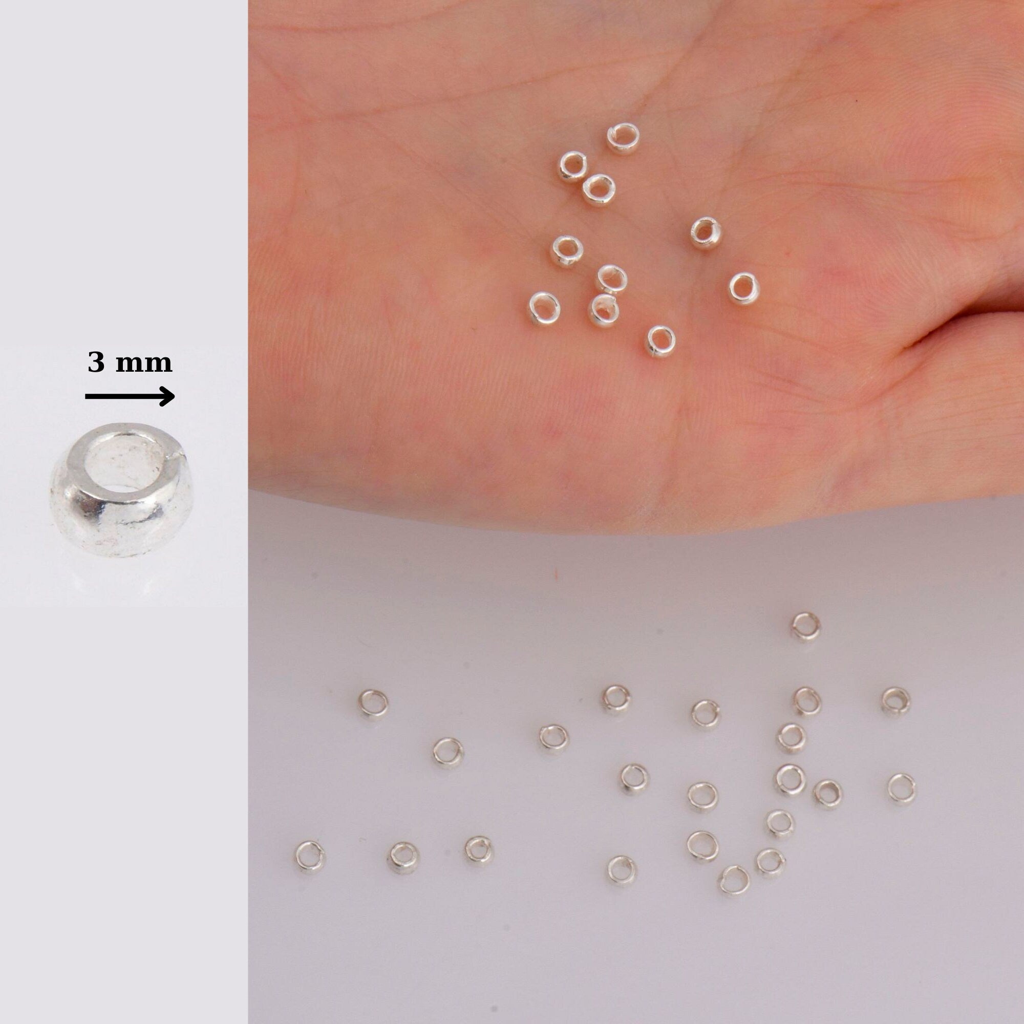 3 x 1.6 mm 925 Sterling Silver 20 Pcs Closed Separator Rings, Silver Jewelry Supplies, Findings, M69A