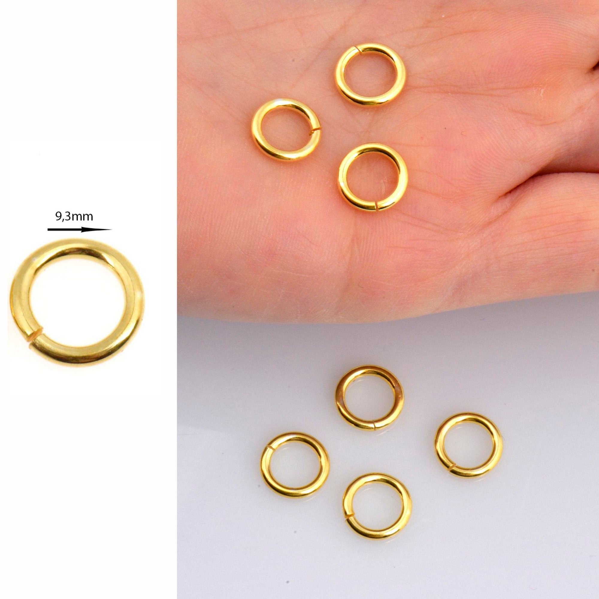 24K Gold Vermeil Dia 9.3 mm & Ga.14 Open Jump Rings, tough, High Quality, 925 Silver Open Jump Rings, Jewelry Supplies, Findings, VM68D