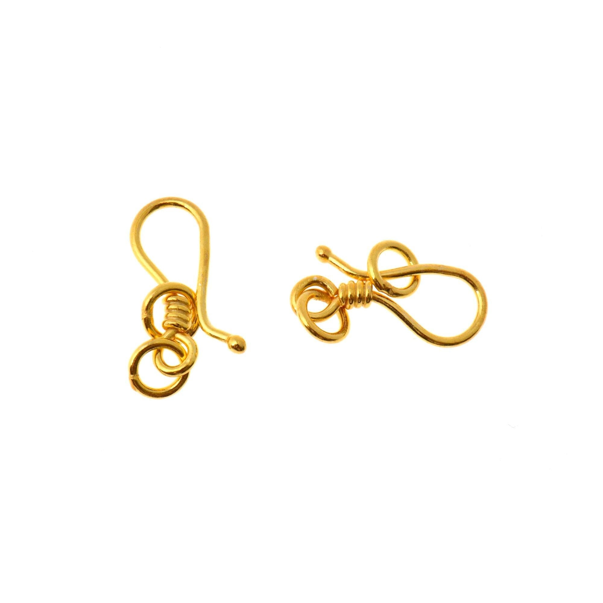 24K Gold Vermeil S Hook Clasps with Ring, 925 Silver Hook Clasps, 24K Gold Plated S Connectors, Jewelry Supplies, Jewelry Findings, VM67B