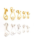 24K Gold Vermeil & 925 Silver S Hook Clasps with Ring, Silver Hook Clasps, Gold Plated S Connectors, Jewelry Findings, M/VM67A-E